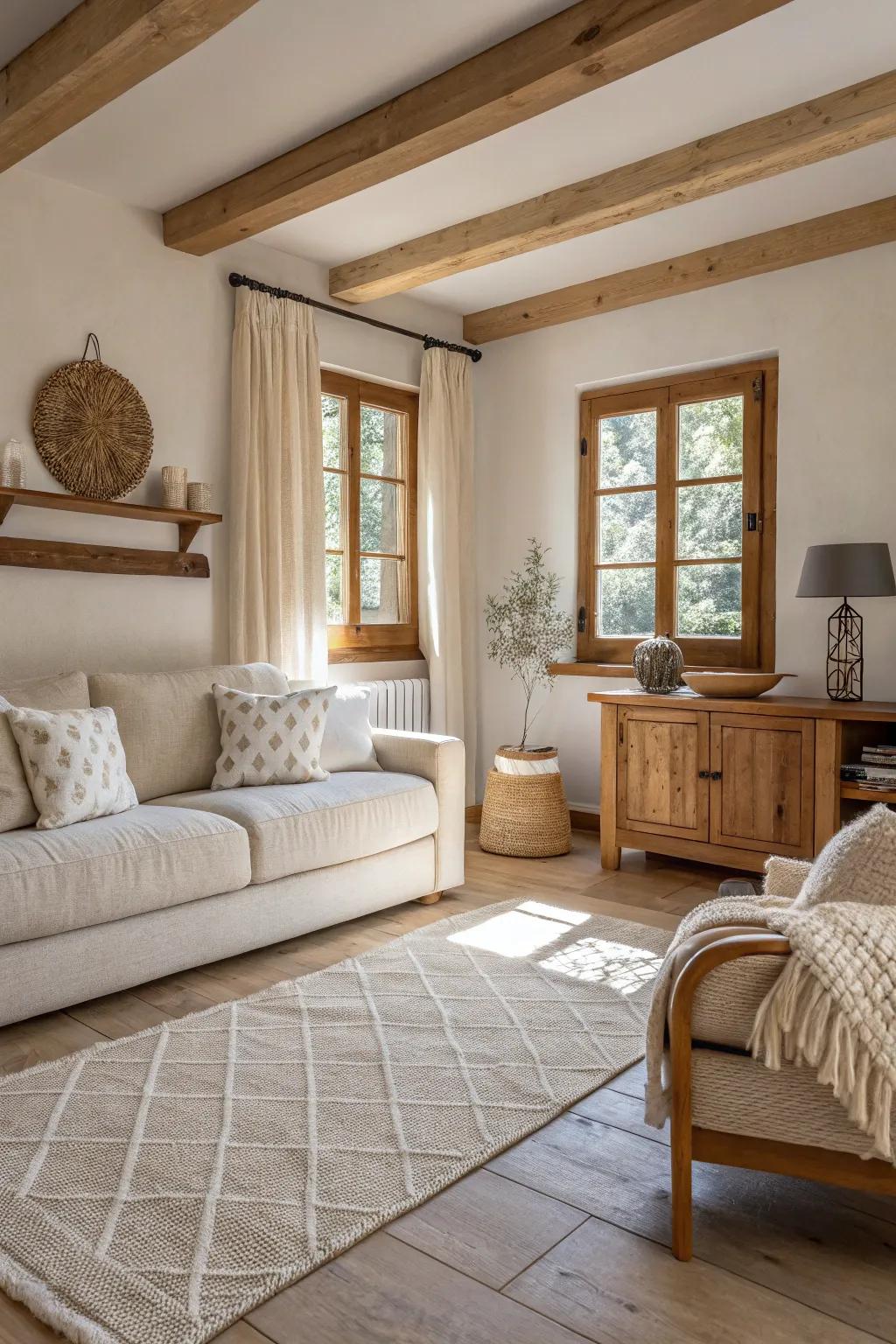 Varied textures bestow depth and warmth upon a minimalist living space.