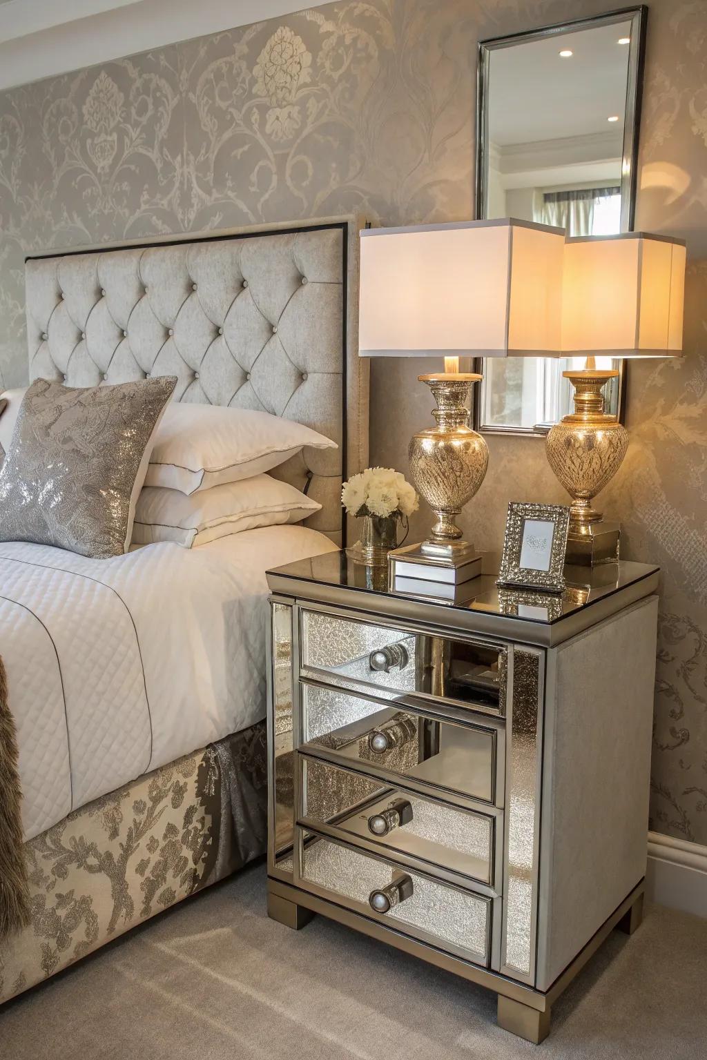 Furniture with reflective qualities has the potential to lift and illuminate any quarter.