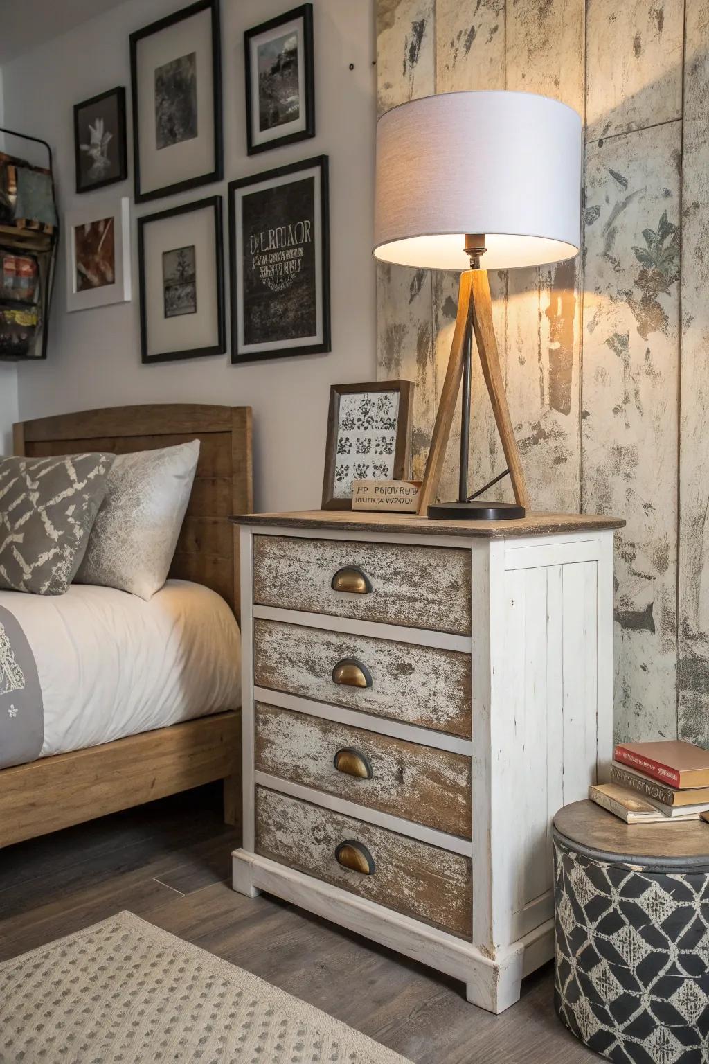 Contrast styles to create a visually intriguing bedroom design.