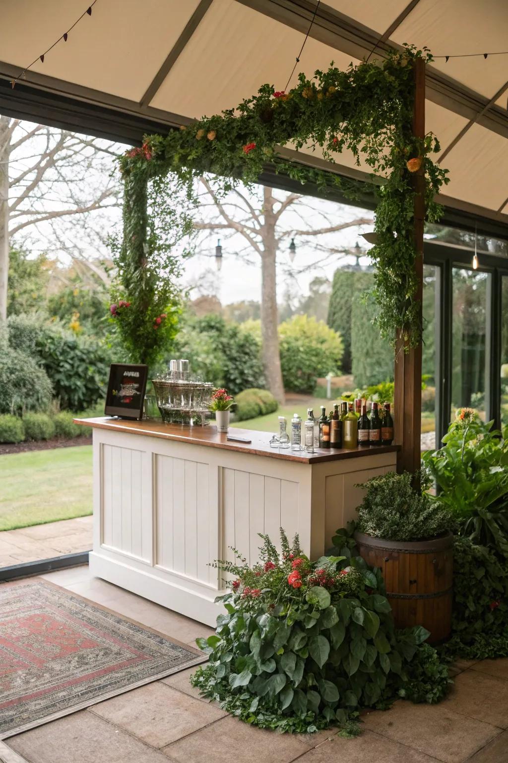 Natural light amplifies the seamless integration of this mobile bar with the outdoors.