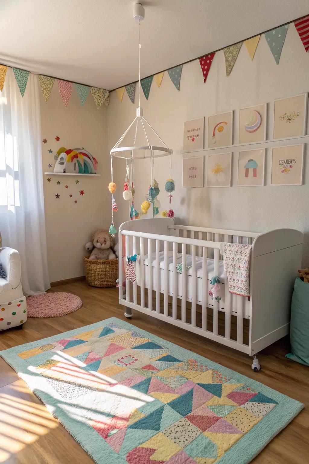 Playful accents make the room welcoming and enjoyable.