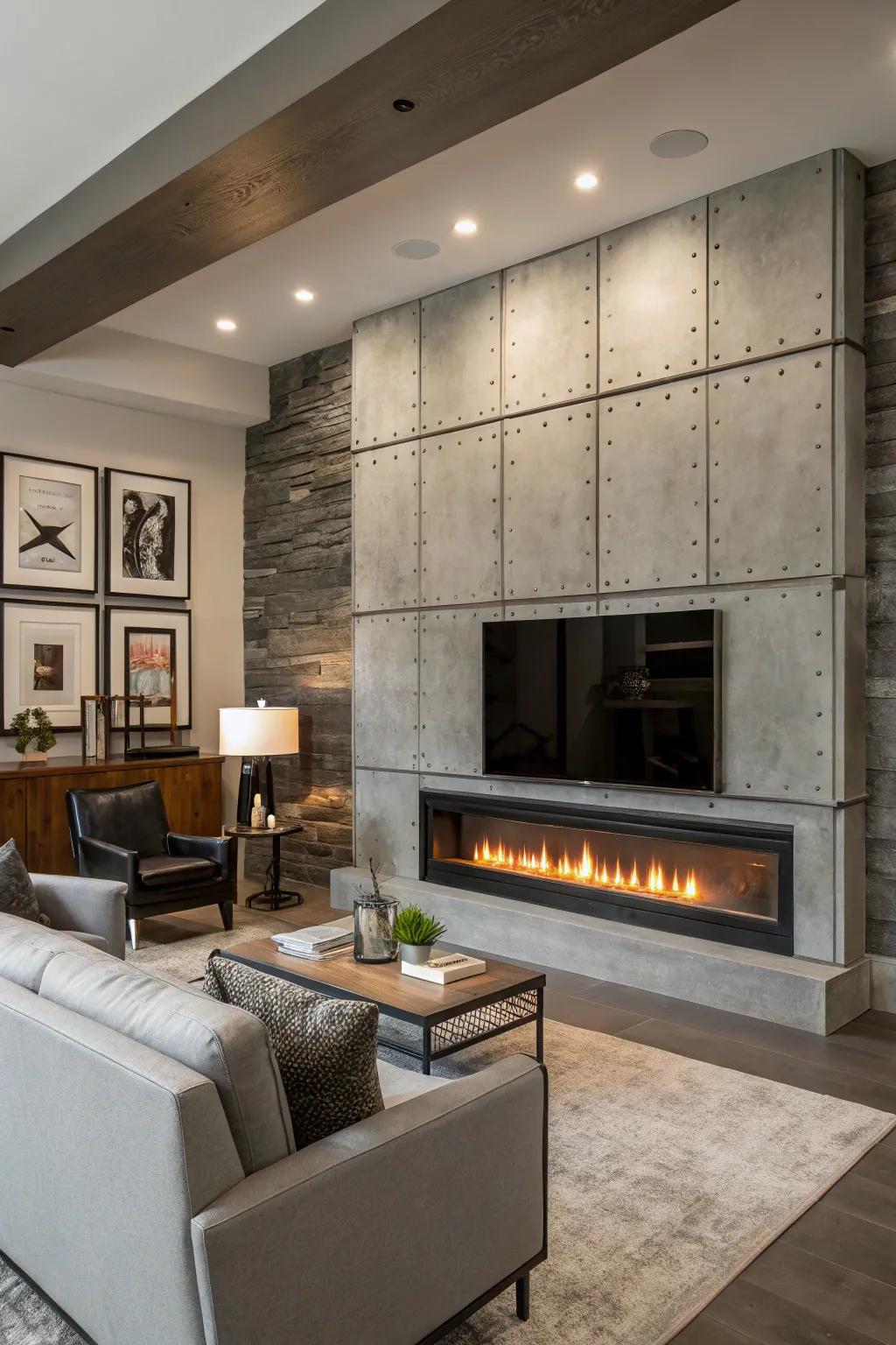Modern industrial with unprocessed materials fashions a contemporary edge.