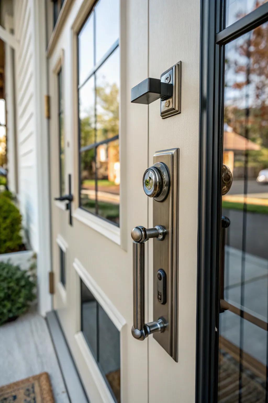 Distinctive hardware contributes identity to your doorway.