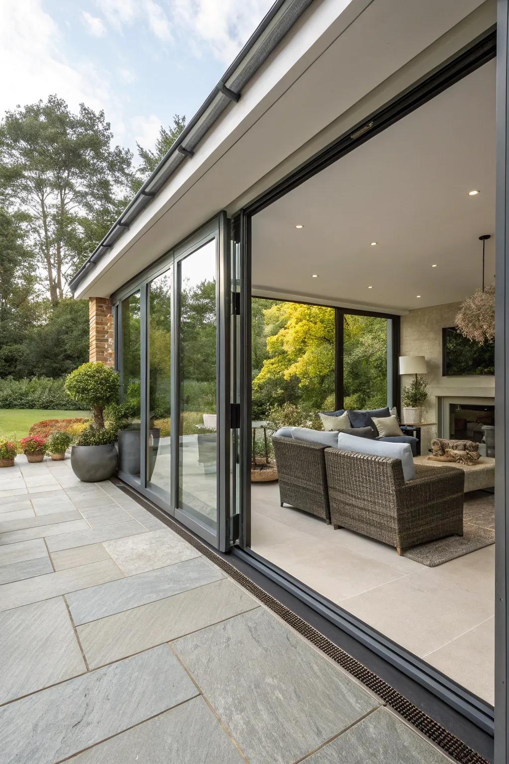 Smooth transition from indoors to the patio.