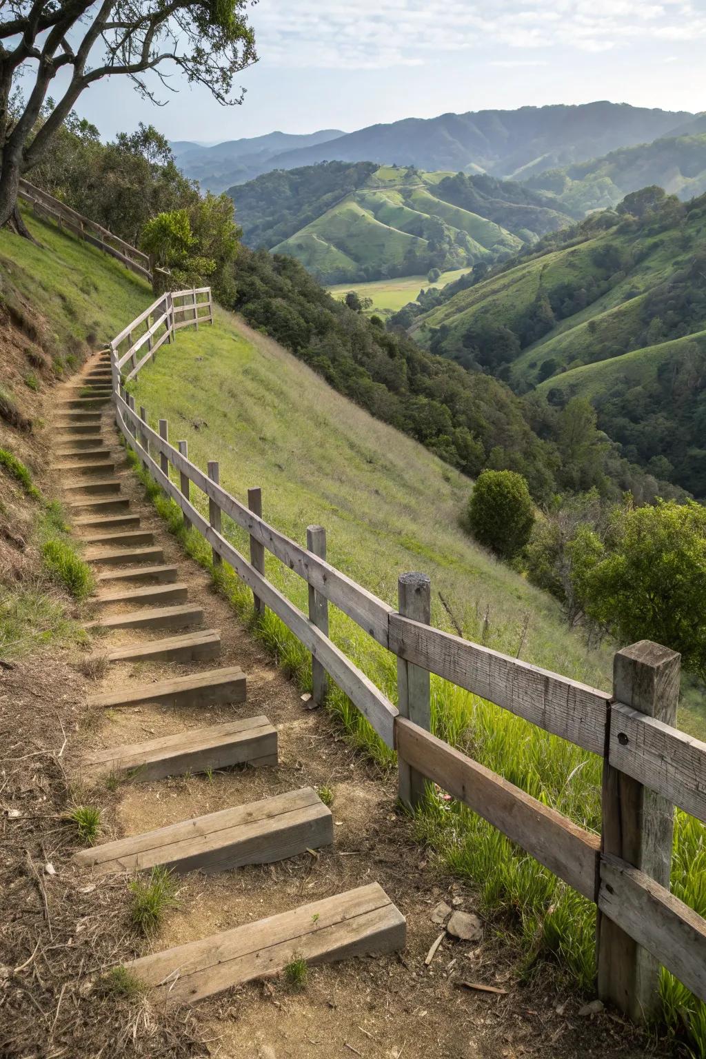 Tackle inclines with a chic tiered horizontal fence design.