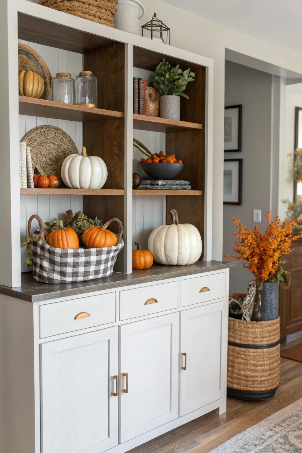 Occasional decor ensures the display cabinet remains current and responsive to the annual cycle.