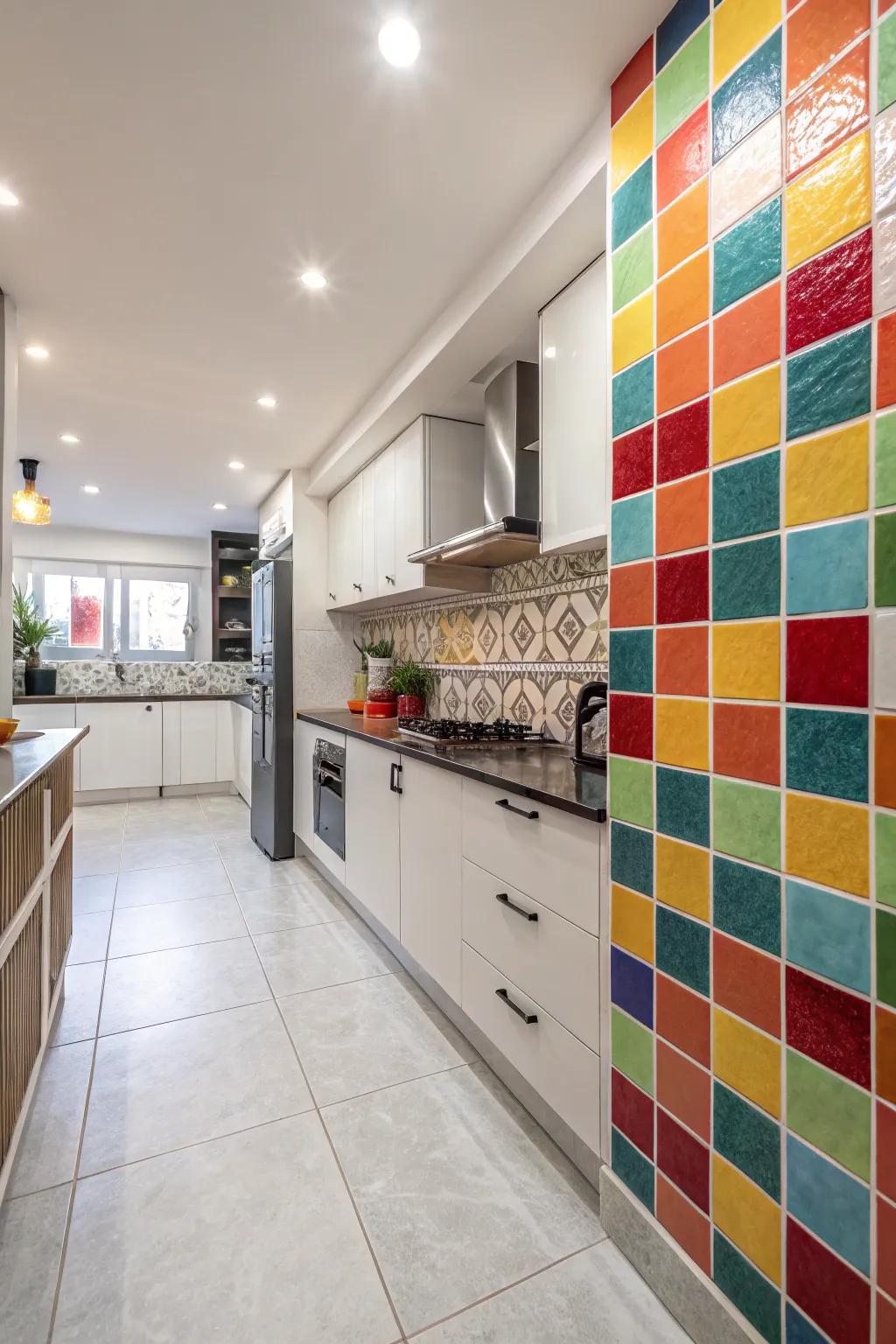 Emphasize walls draw attention with unique tile designs.