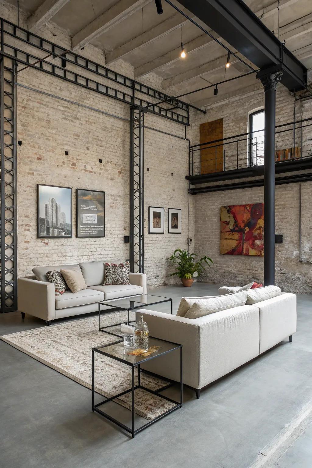 Urban charm portrayed through refined concrete flooring.
