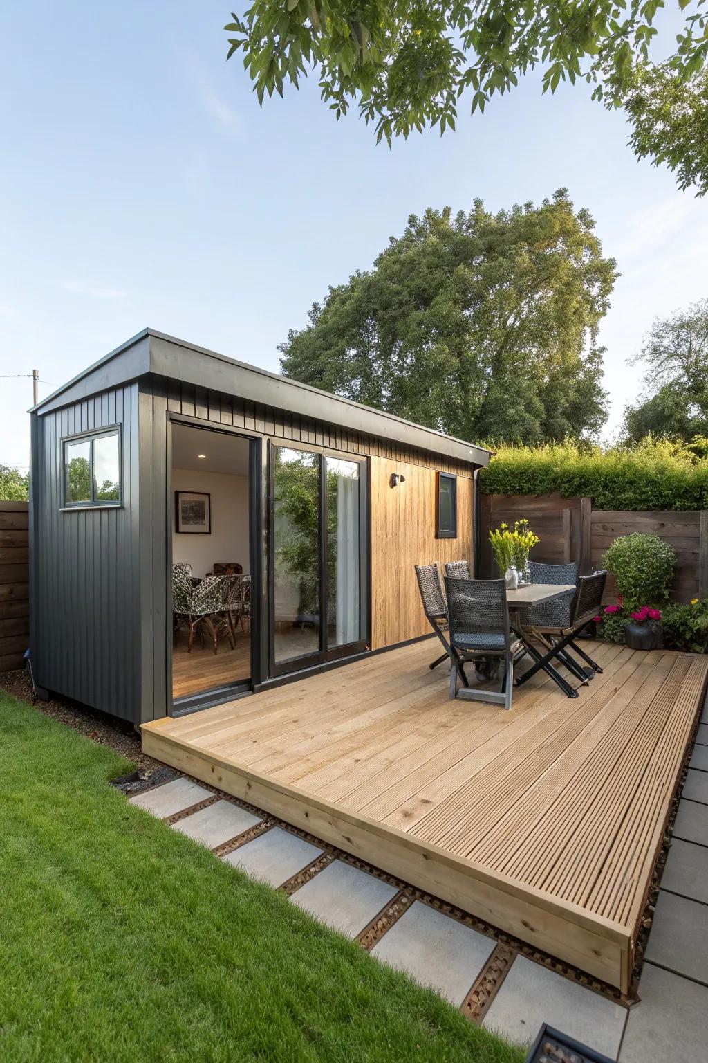A platform extension that enhances outdoor living space.