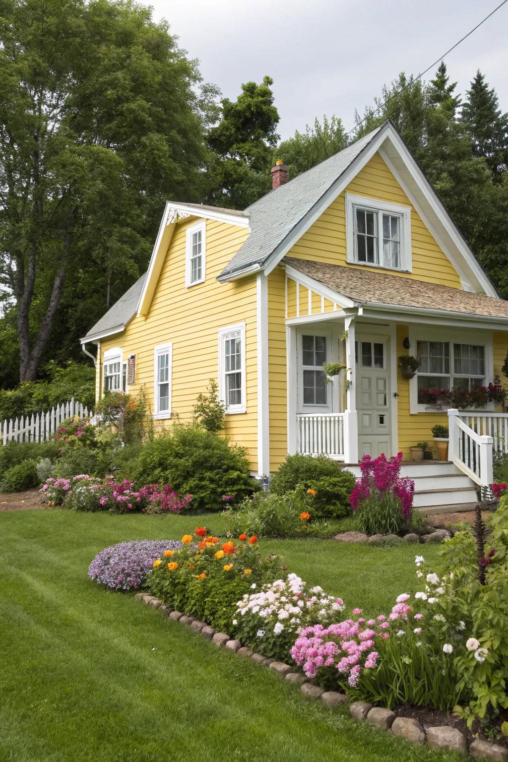 Radiant yellow and white trim for a cheerful, welcoming exterior.