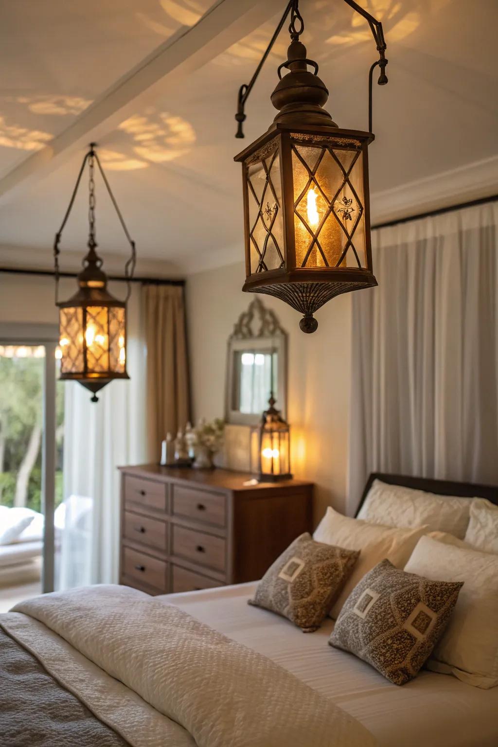 Ambient illumination heightens the snug sensation of a western boudoir.