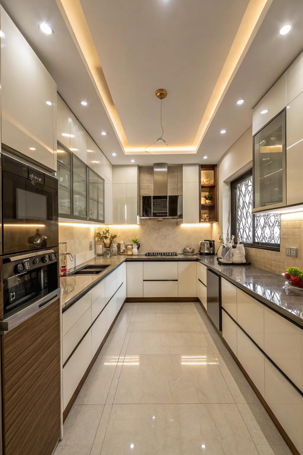 Enjoy abundant space and functionality with a U-shaped kitchen layout.