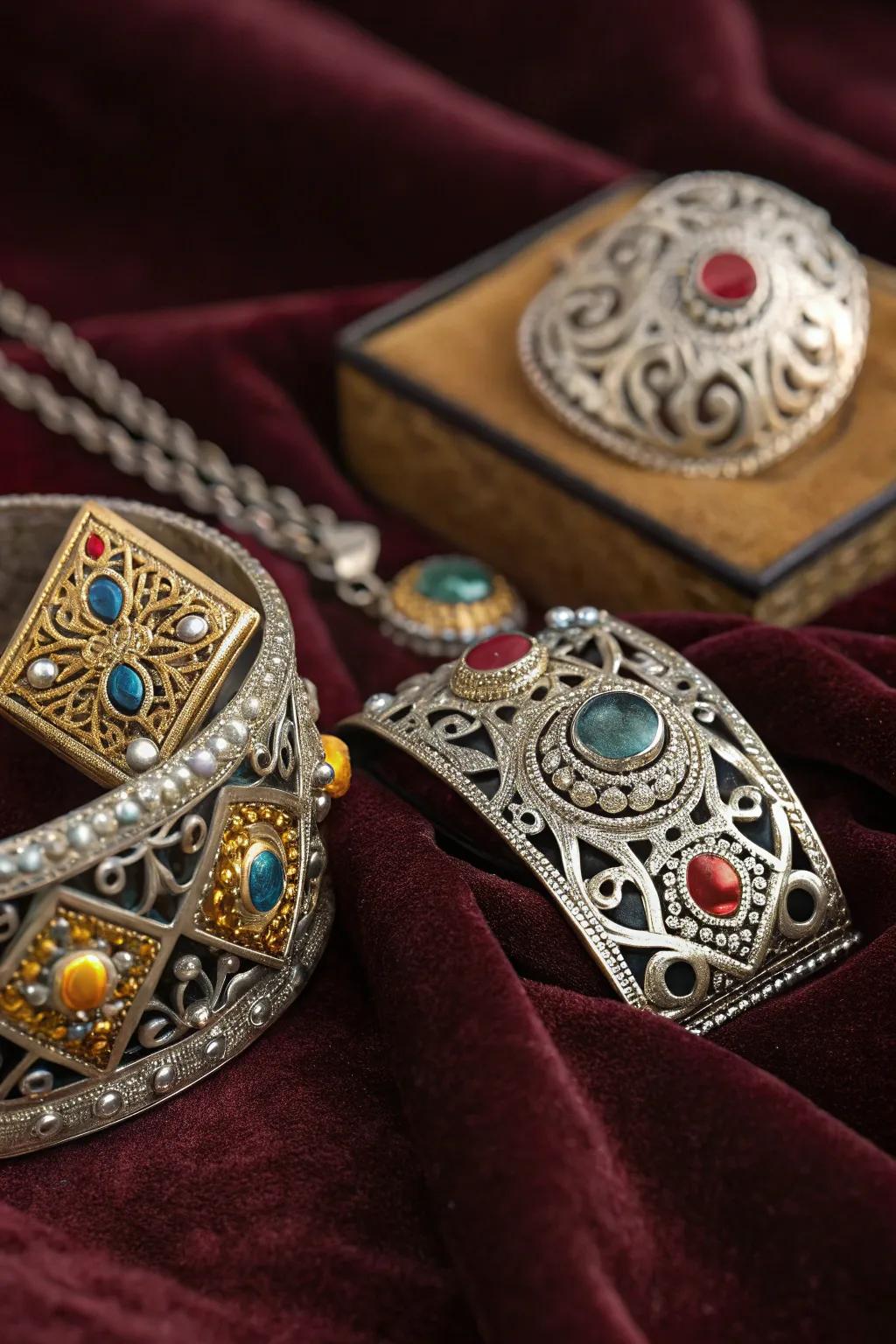 Gorgeous Moroccan jewelry displaying traditional craftsmanship.