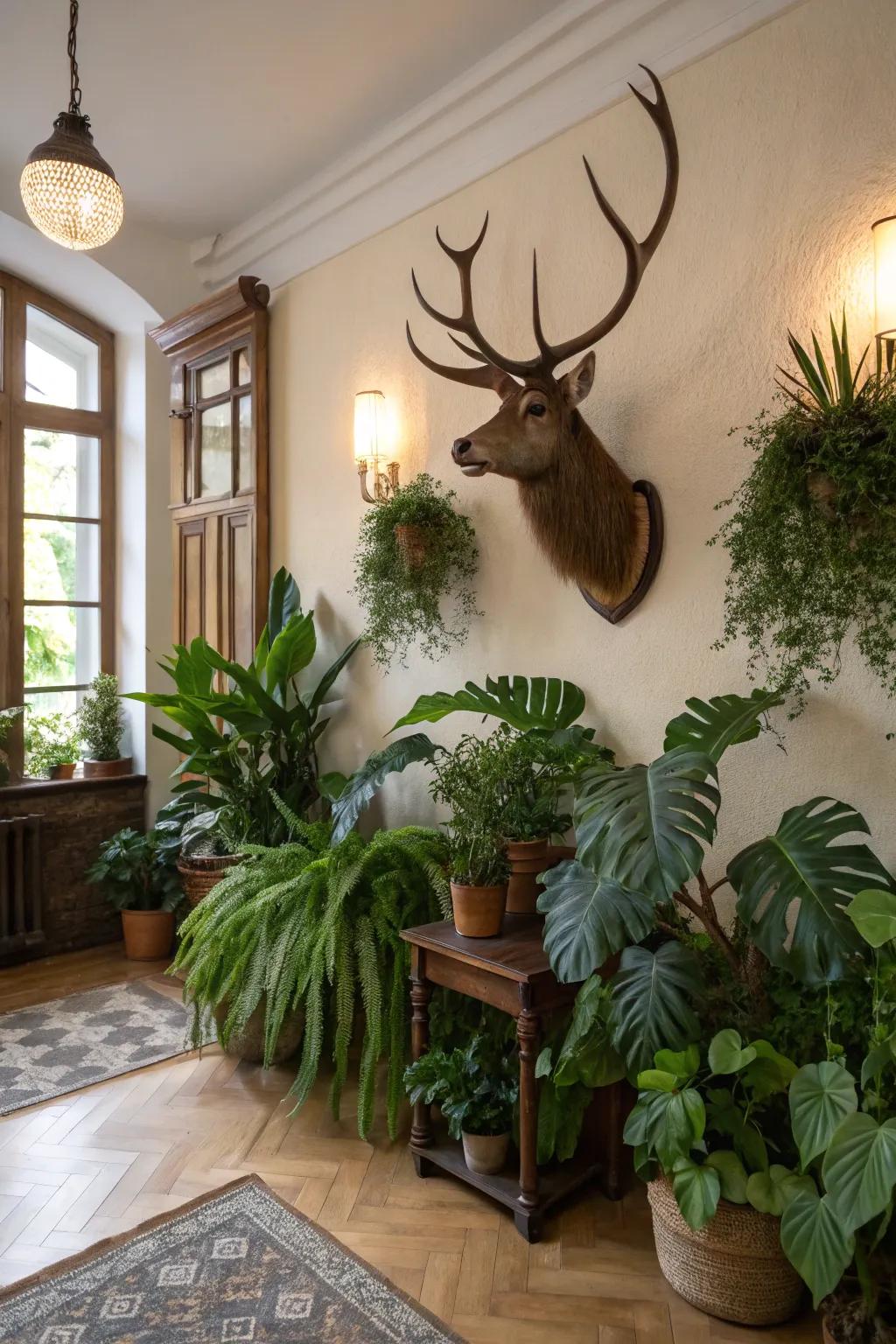 A room brought to life through nature-themed decorative components.