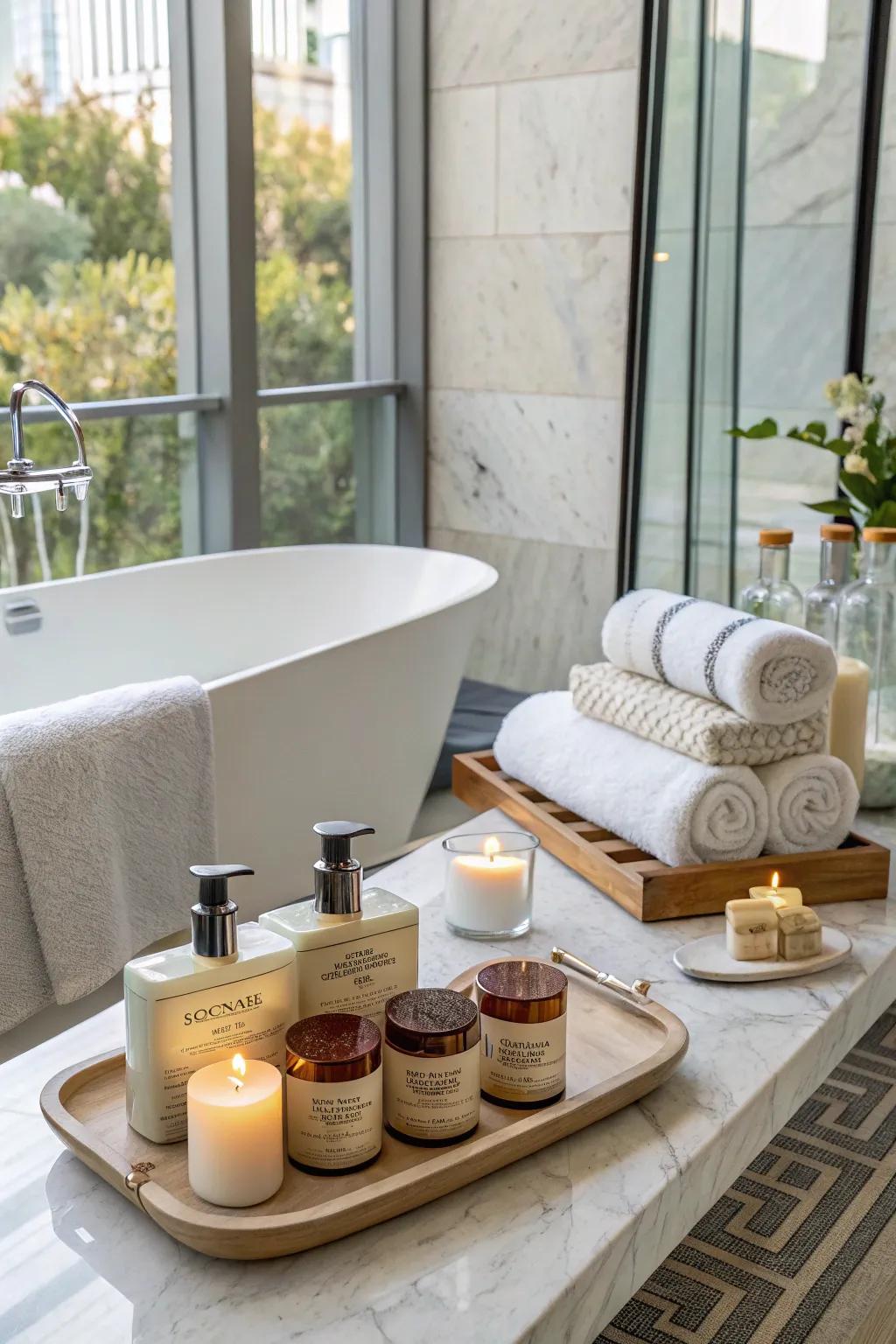 An opulent bath product set for a spa-like feel at home.