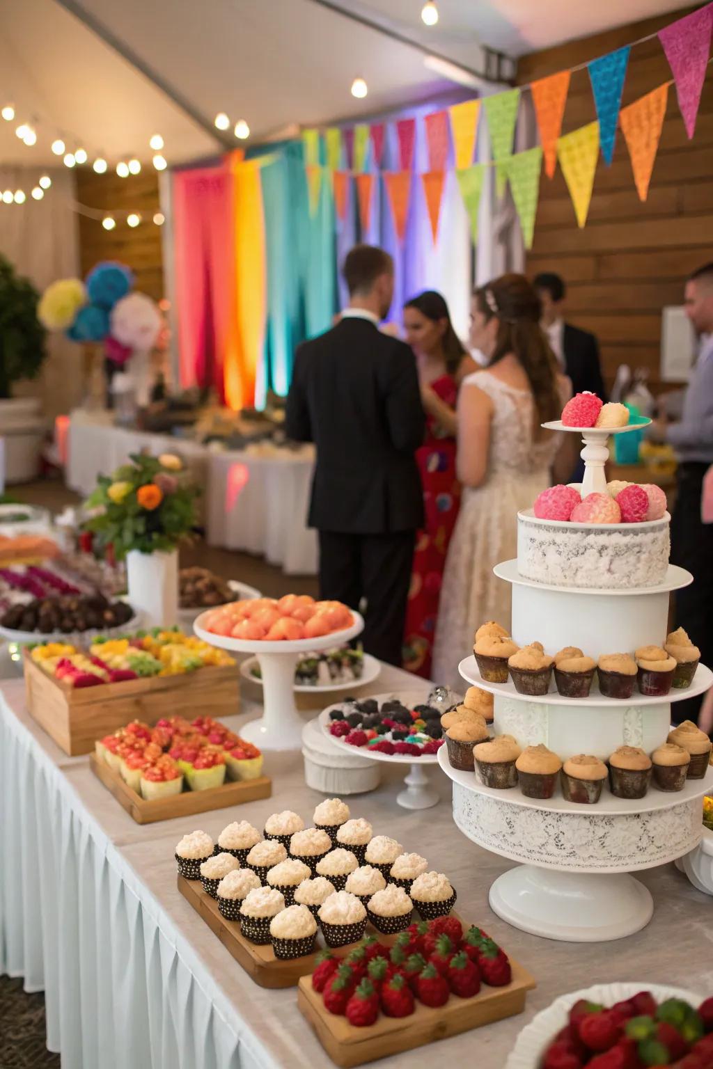 Hands-on sweet treat areas add a playful element to the celebration.