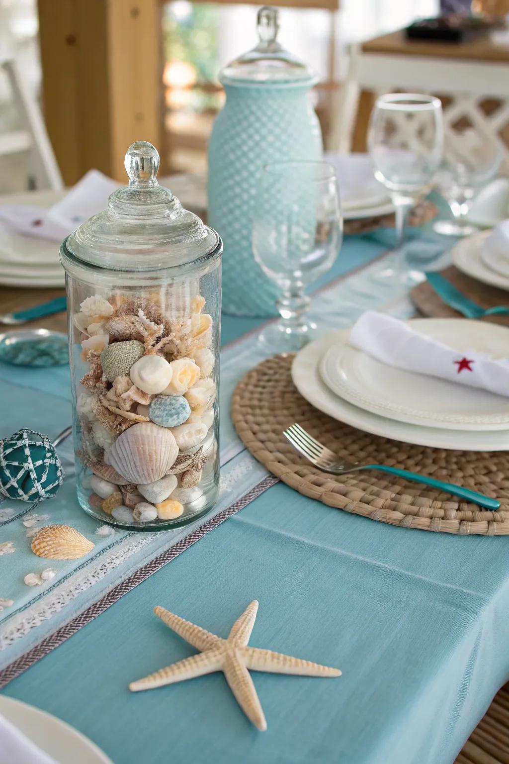 Seashells offer a stunning and organic nautical decorative option.