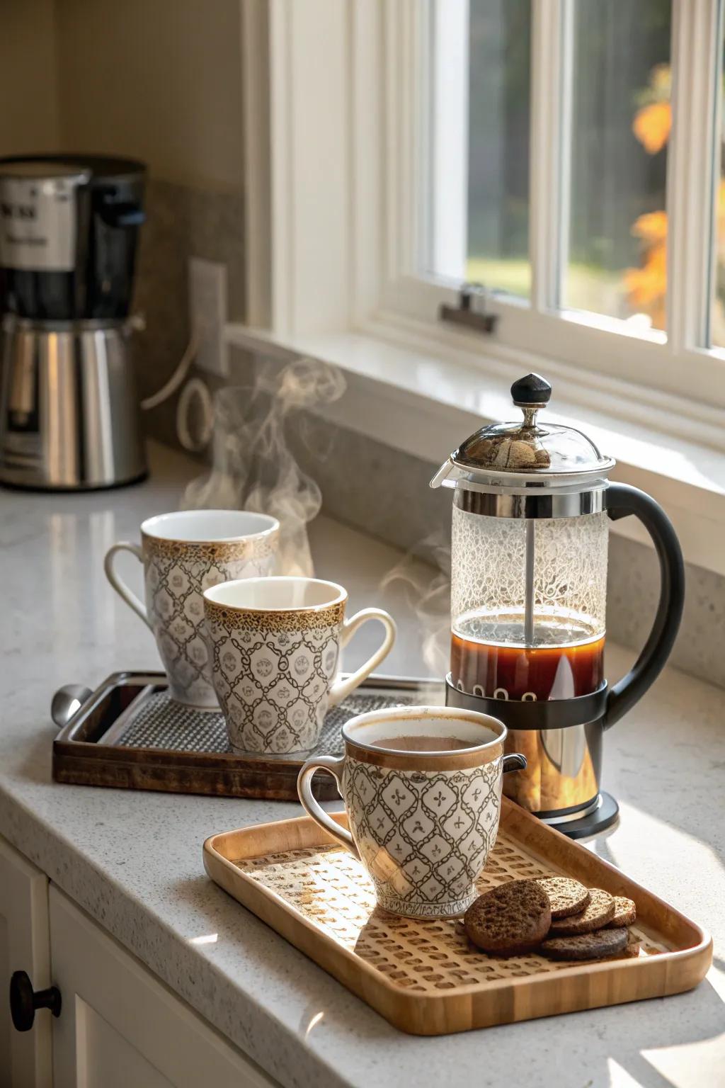 Begin your day luxuriously with a gourmet coffee or tea set.