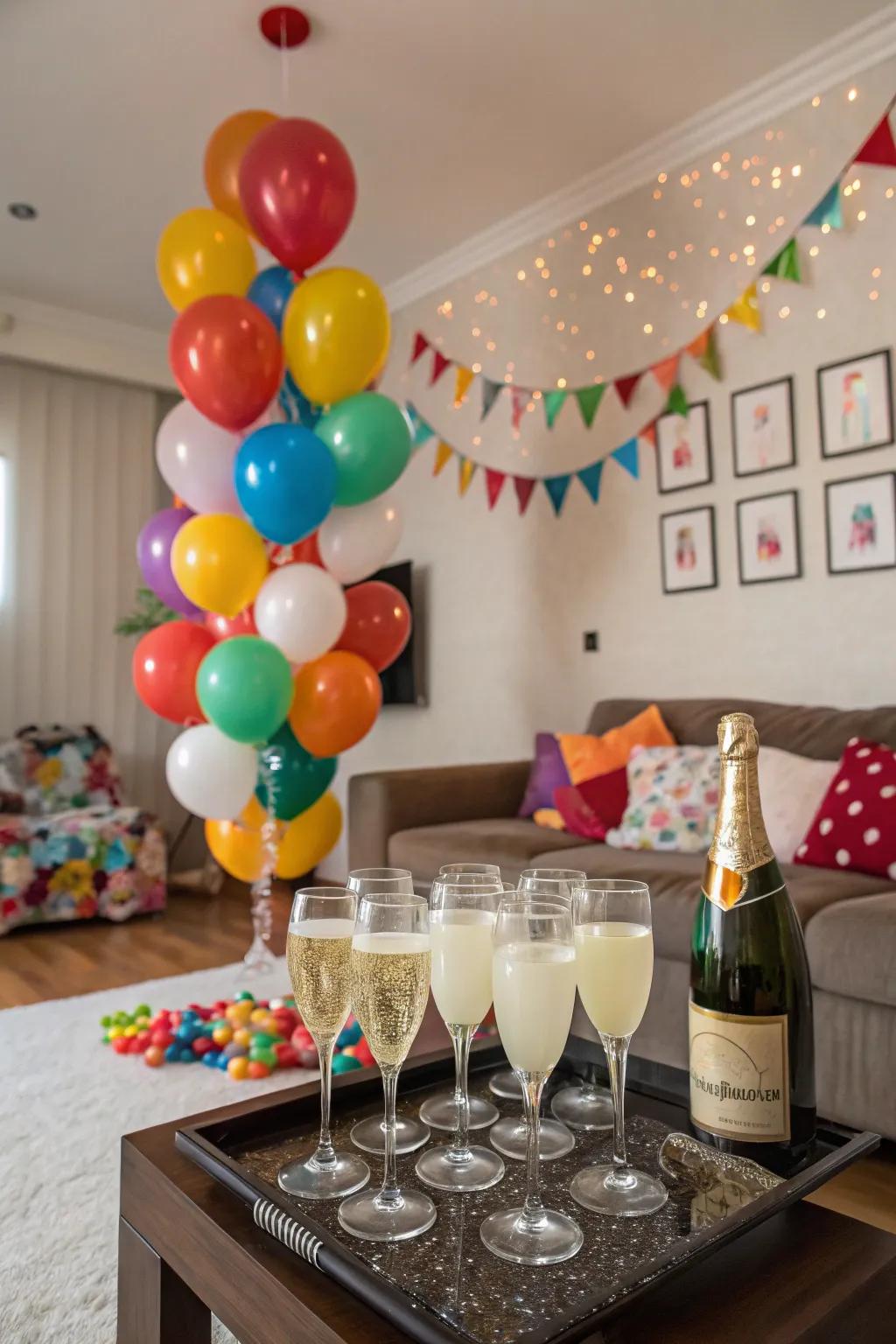 Balloon champagne flutes, a quirky detail for any New Year's Eve soiree.
