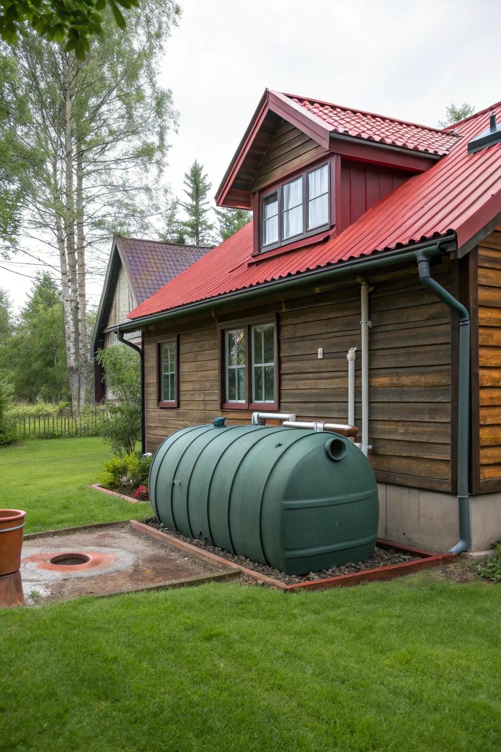 A fuel container covering flawlessly aligning with the home’s architectural aesthetics.