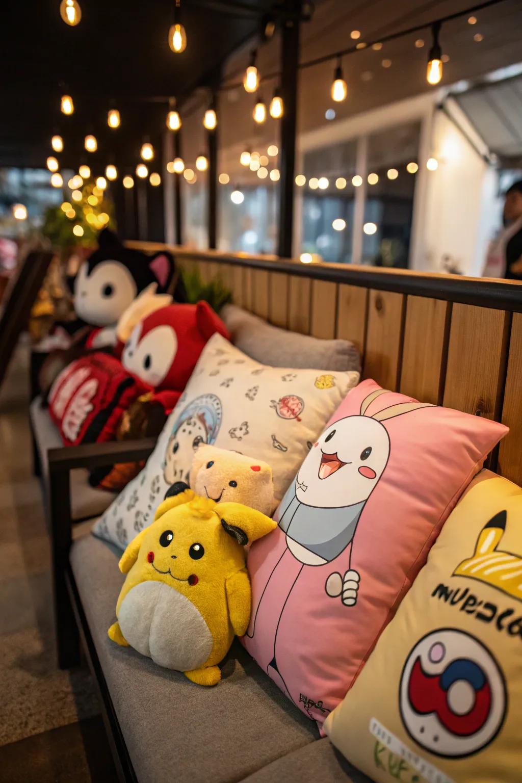 Cushions and plushies infuse comfort and individuality into your space.