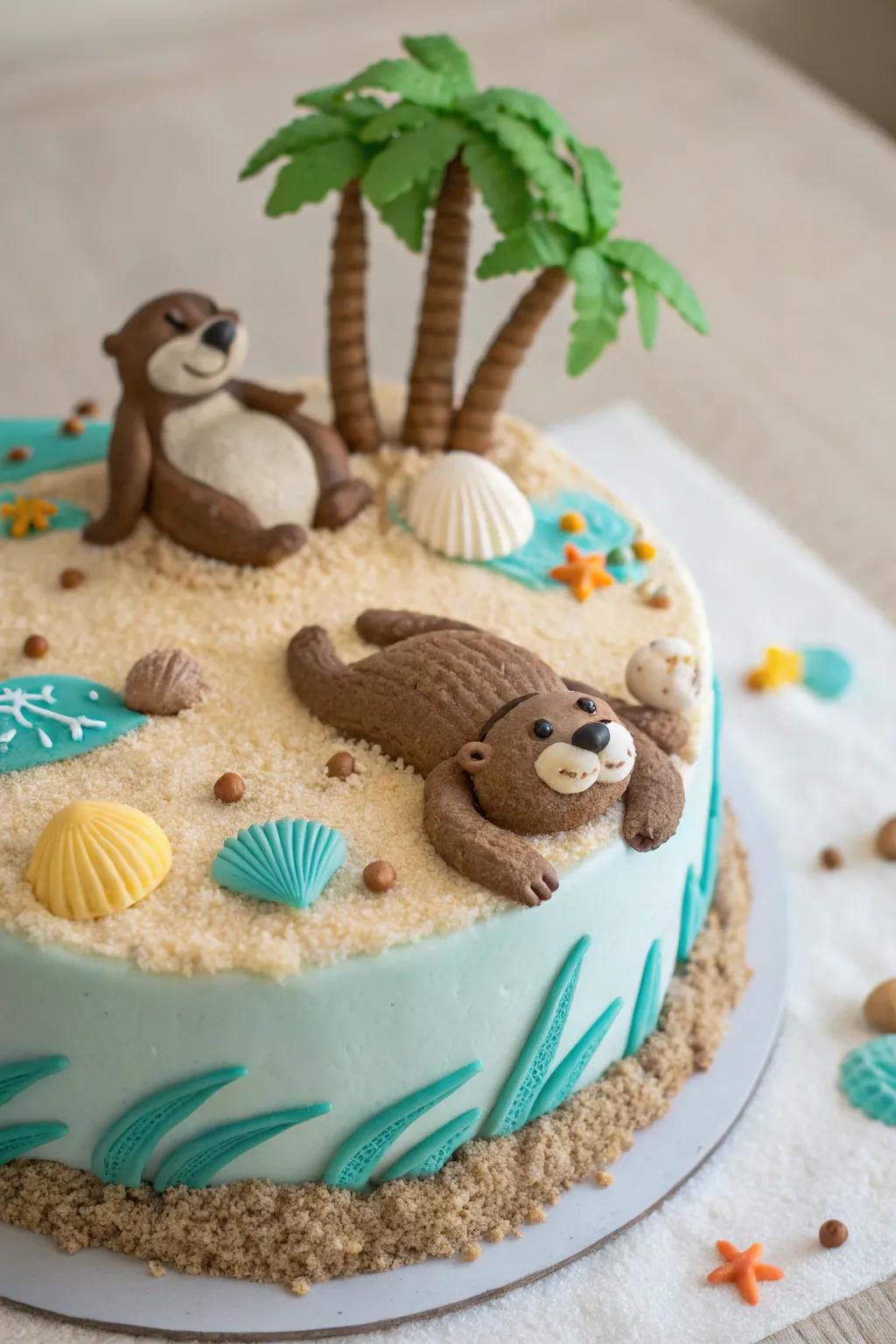 Convey the coastal sensations to your function with a seaside otter cake.