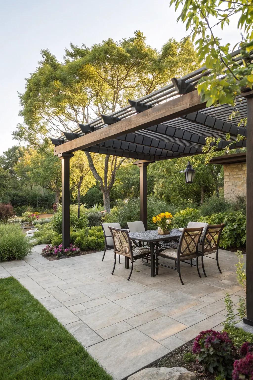 Pergolas offer shade and structure to outdoor spaces.