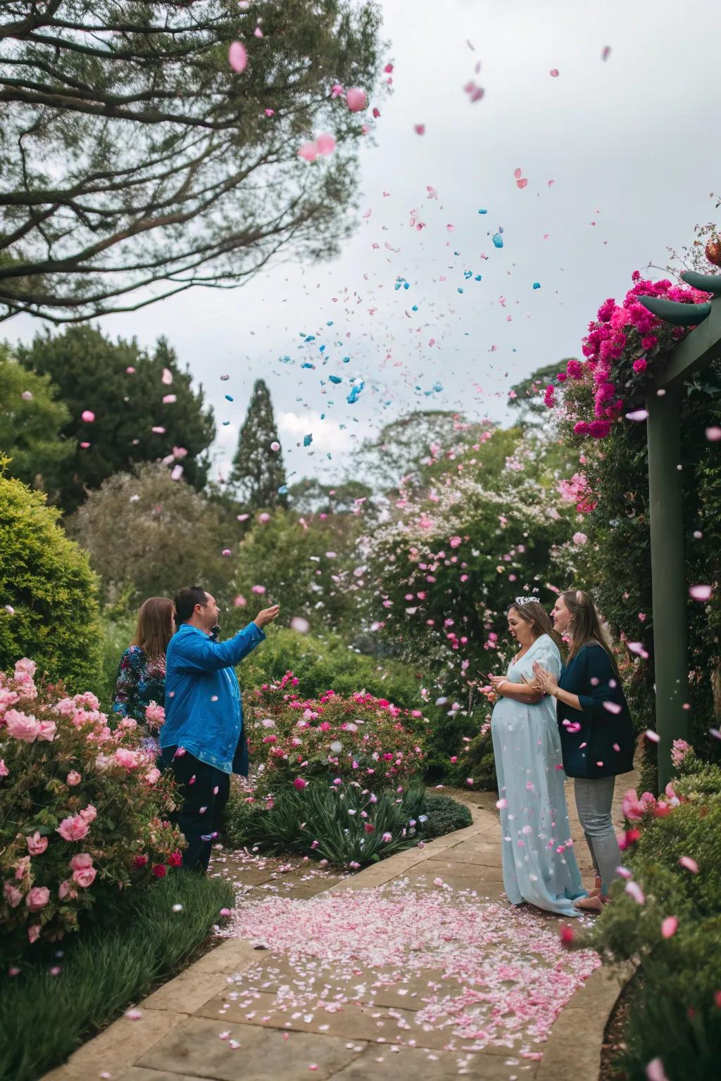 Green confetti adds a responsible and colorful touch.