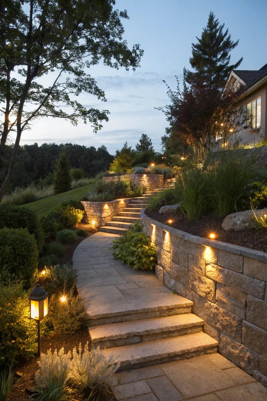 Pathway and step lighting for safety and style.
