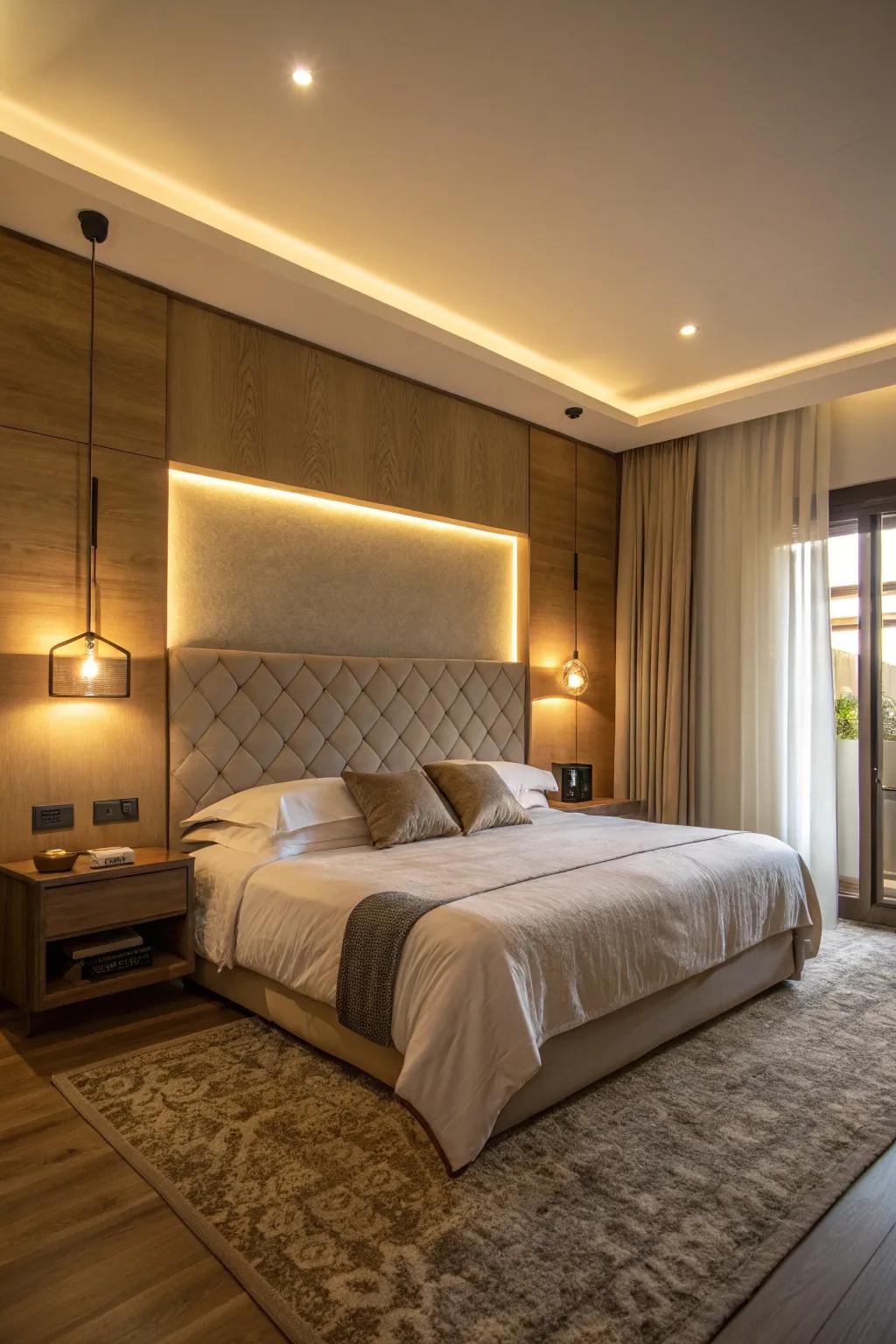 Headboard lighting designed for a sleek look.