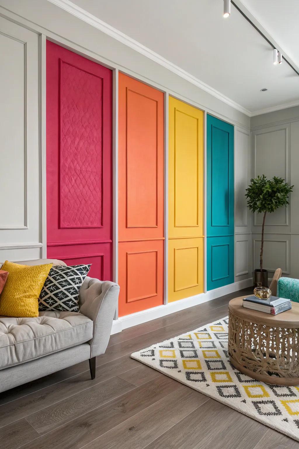 Interior featuring brightly colored panels for an eye-catching effect.