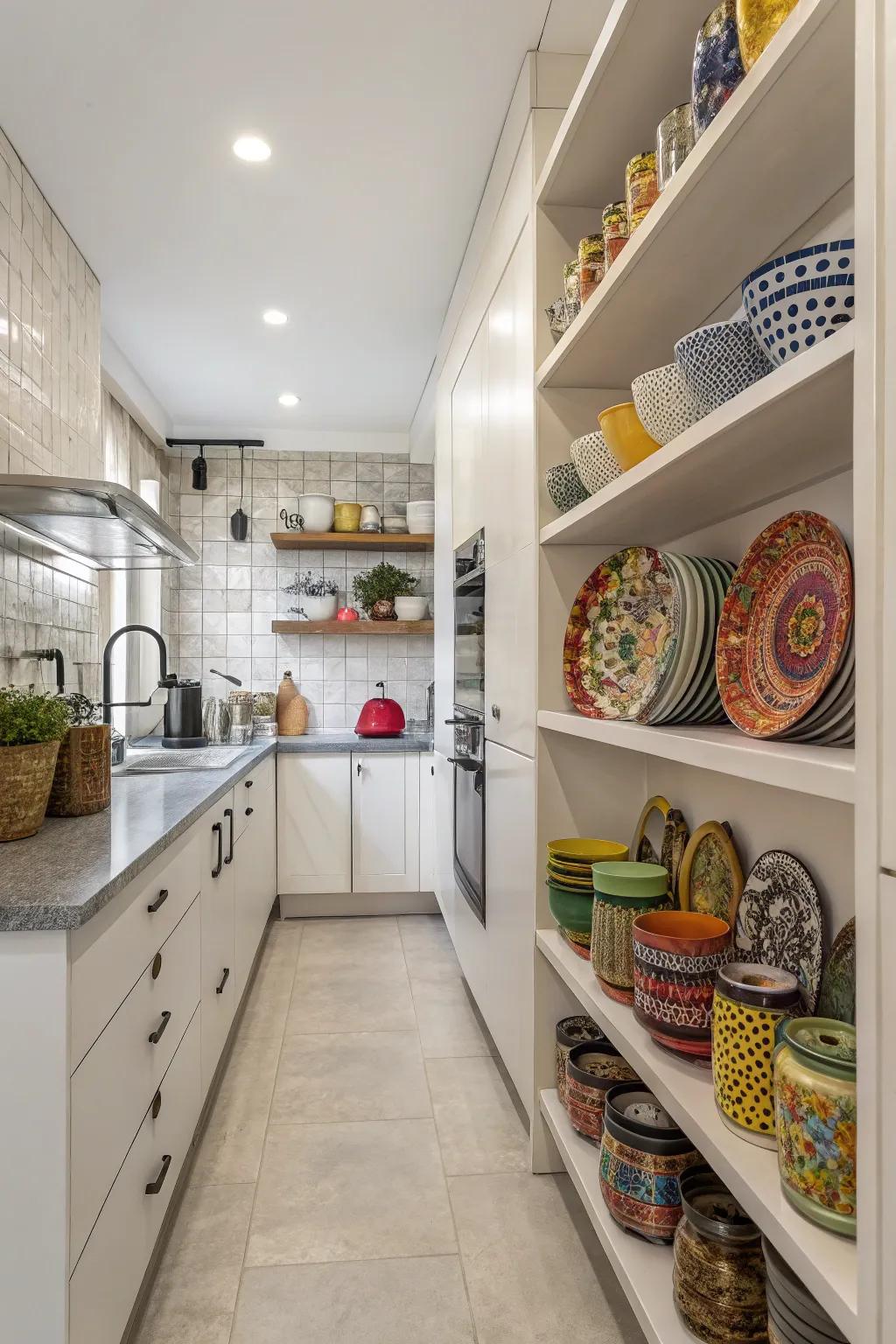 Display niches combine aesthetic appeal with practical storage.