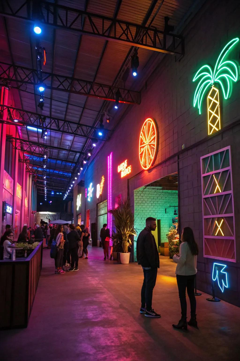 Neon symbols introduce a playful element to your decor.