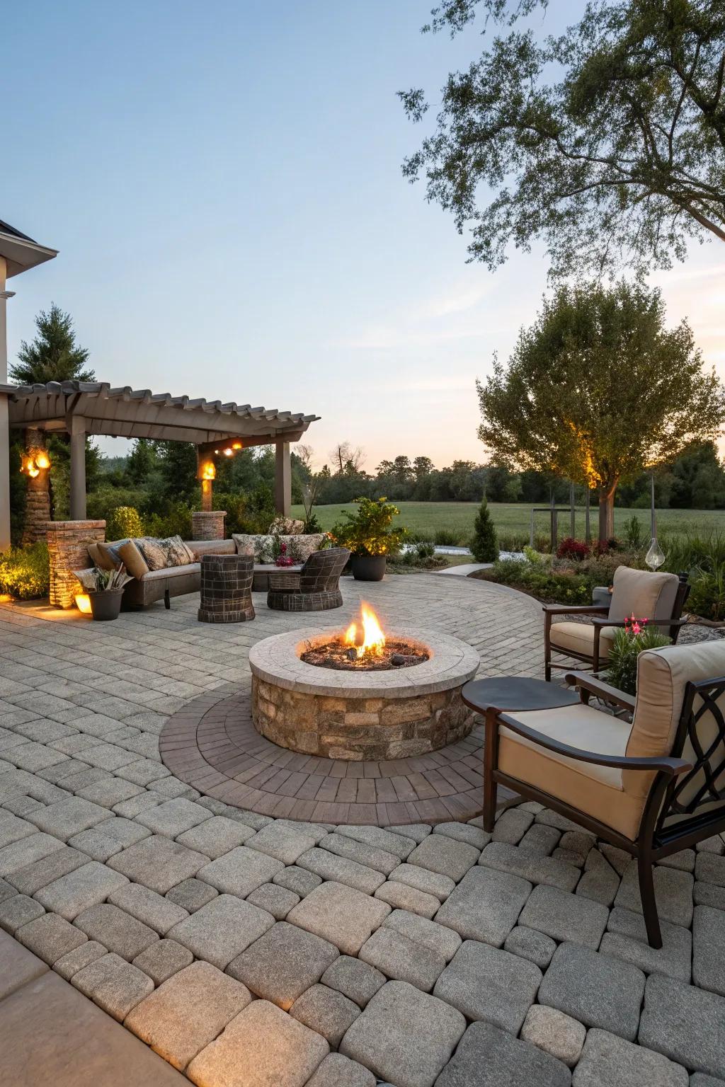Paved stone flooring provides a sturdy and stylish base.