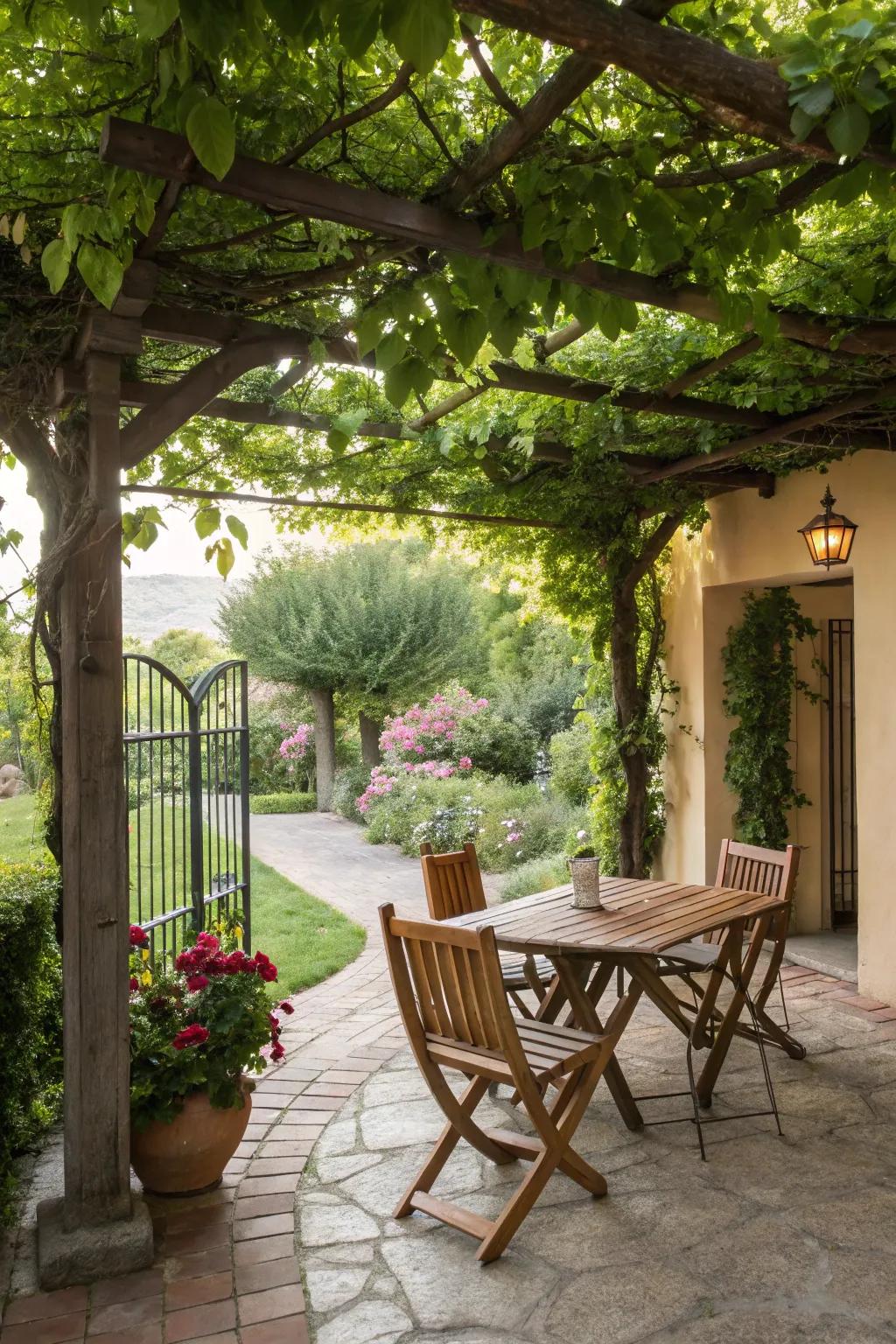 Living green walls draped in greenery bring nature’s shade to your patio.