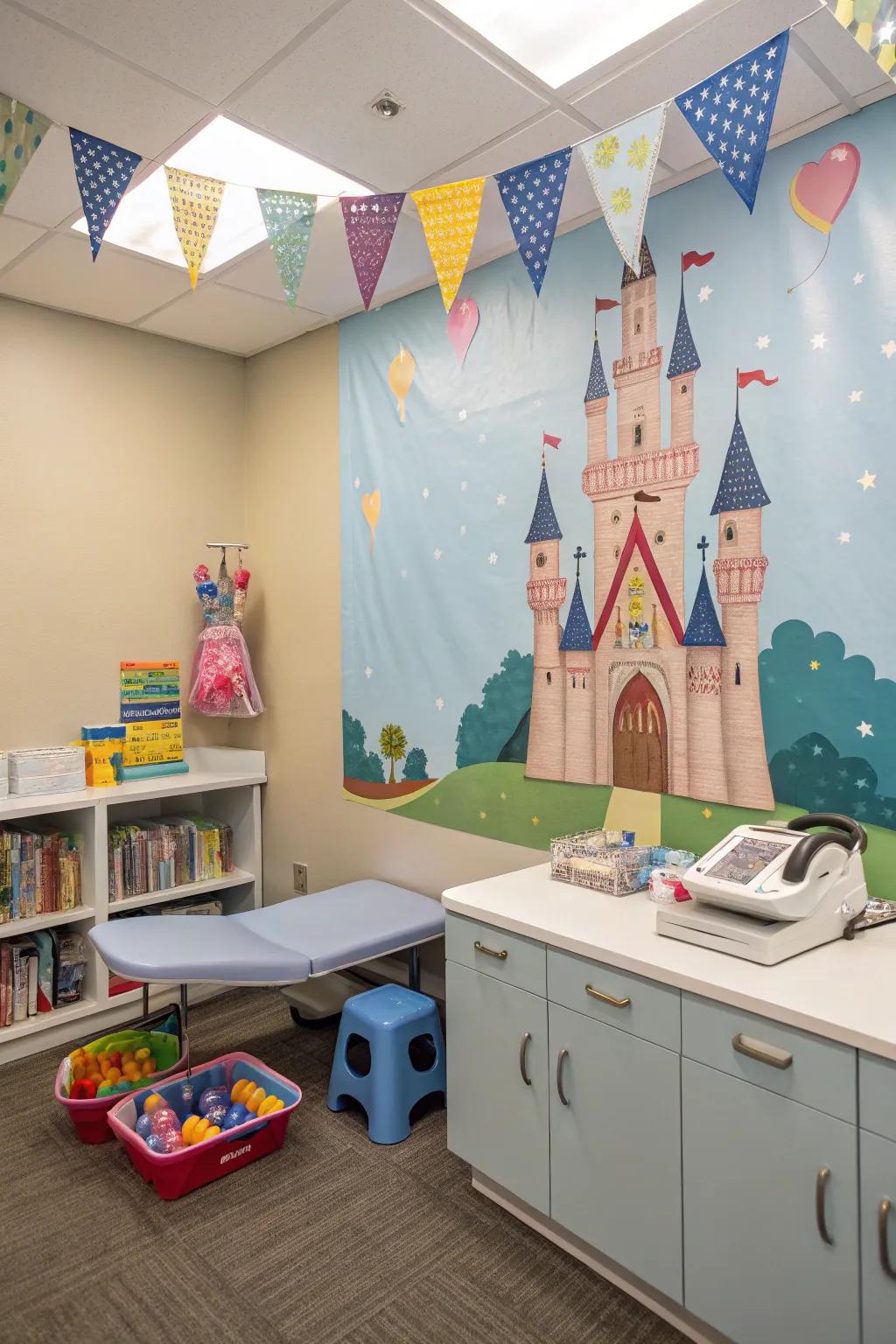 An imaginatively styled examination room showcasing a captivating fortress theme.