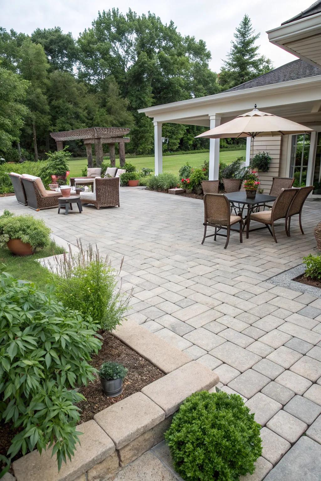 A versatile open patio with ample space for various activities.