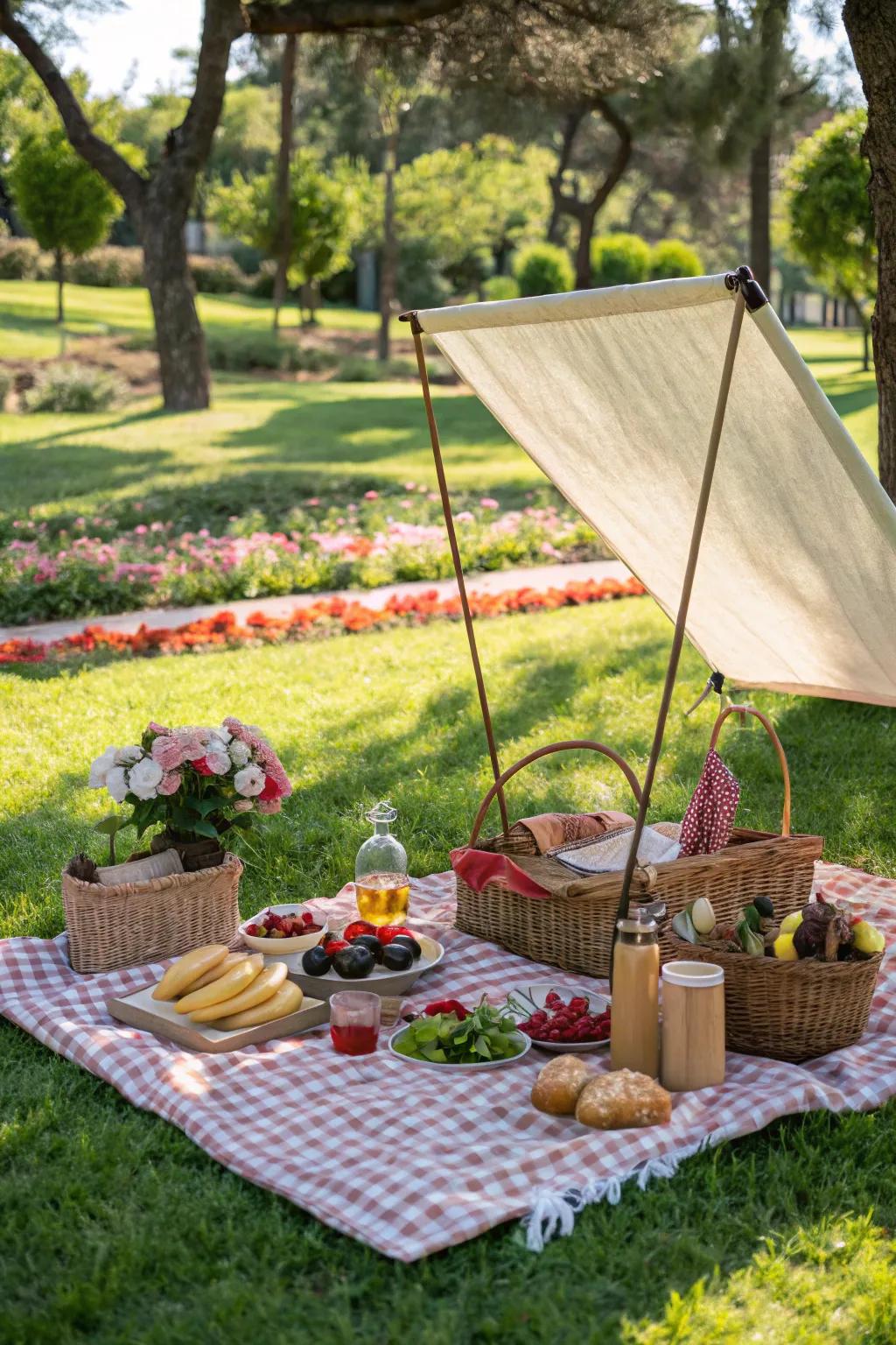 A shade provides shading and flair for your outdoor picnic.