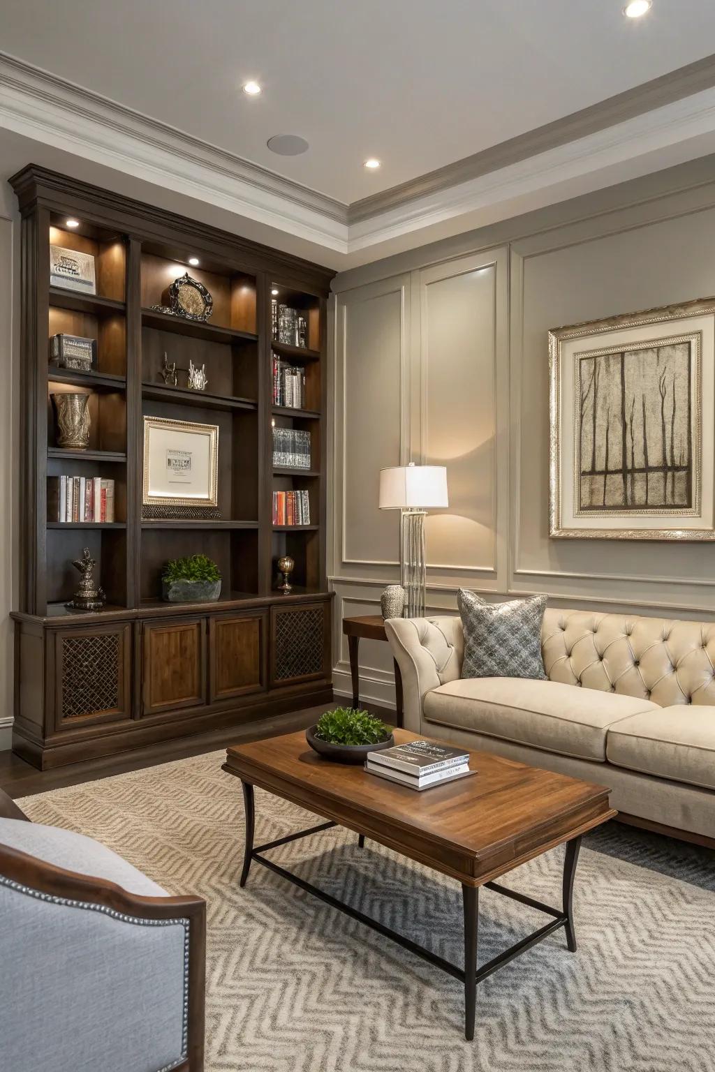 Pair paneling with furniture for a unified appearance.