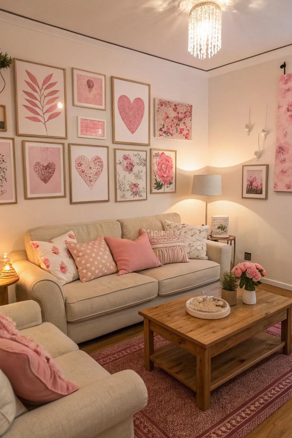 Rose-themed art contributes style and personality to the area.