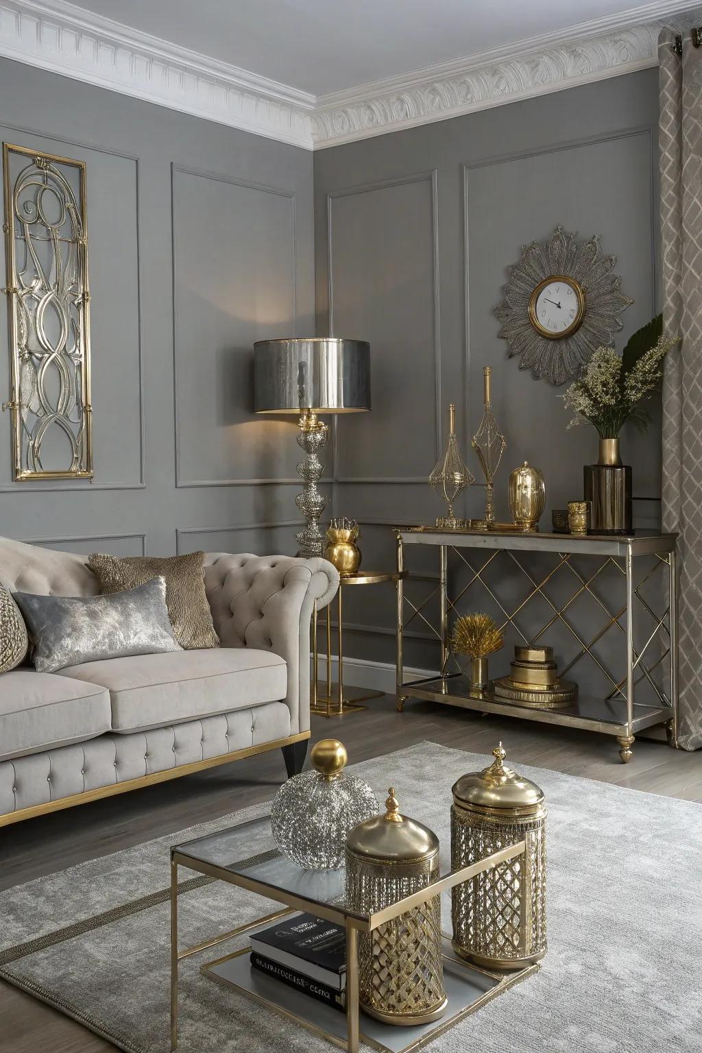 Metallic details introduce a hint of luxury.