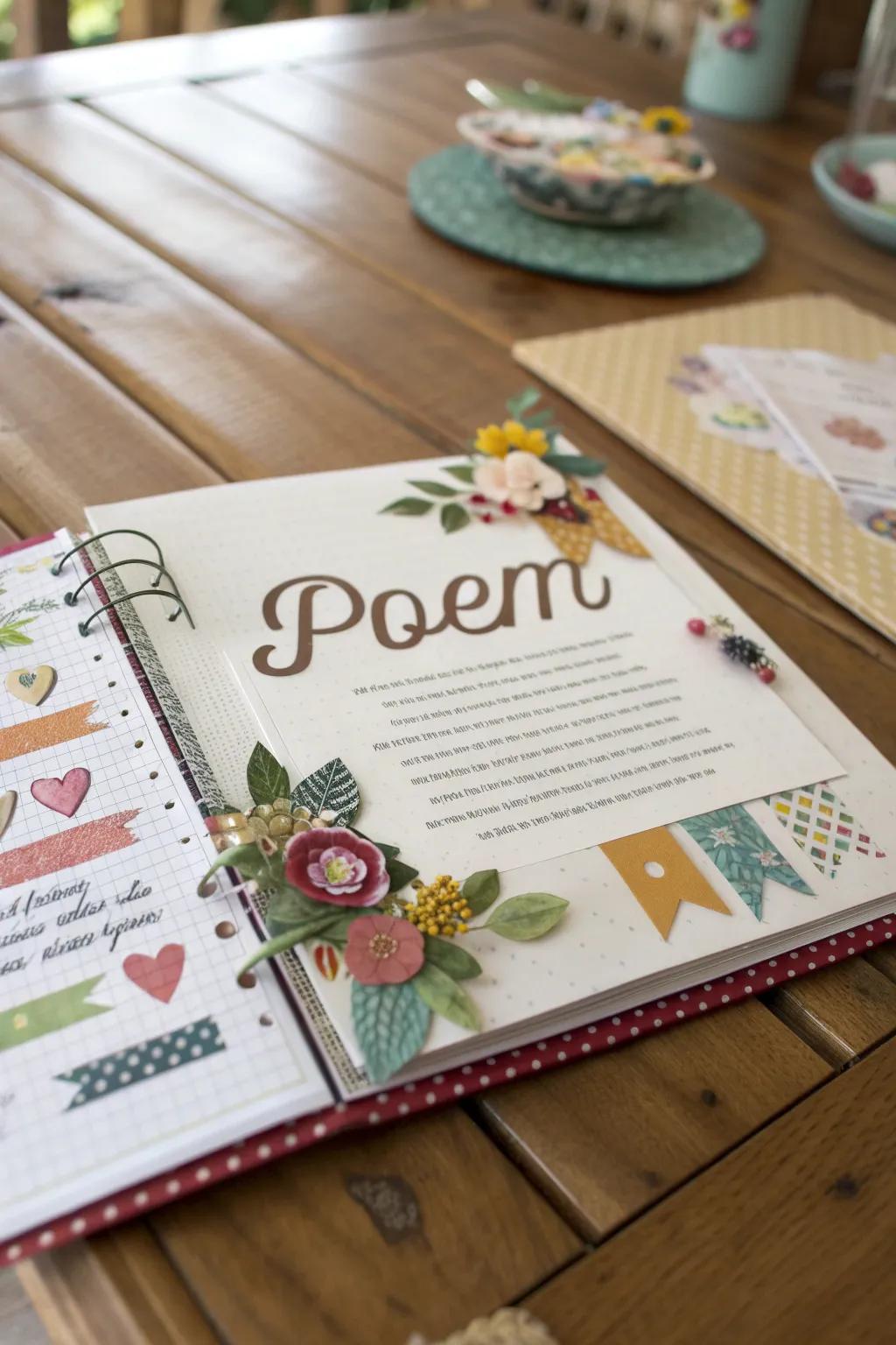 Scrapbook styling introduces a personable, crafty aspect to poems.