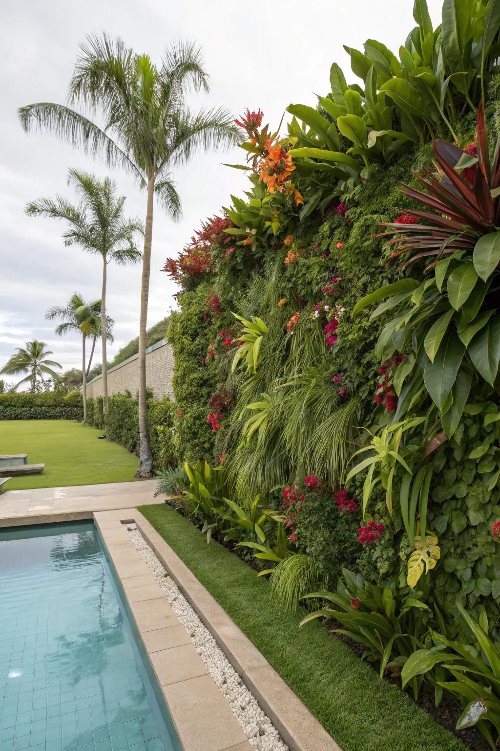 A verdant partition delivers breathtaking natural privacy.
