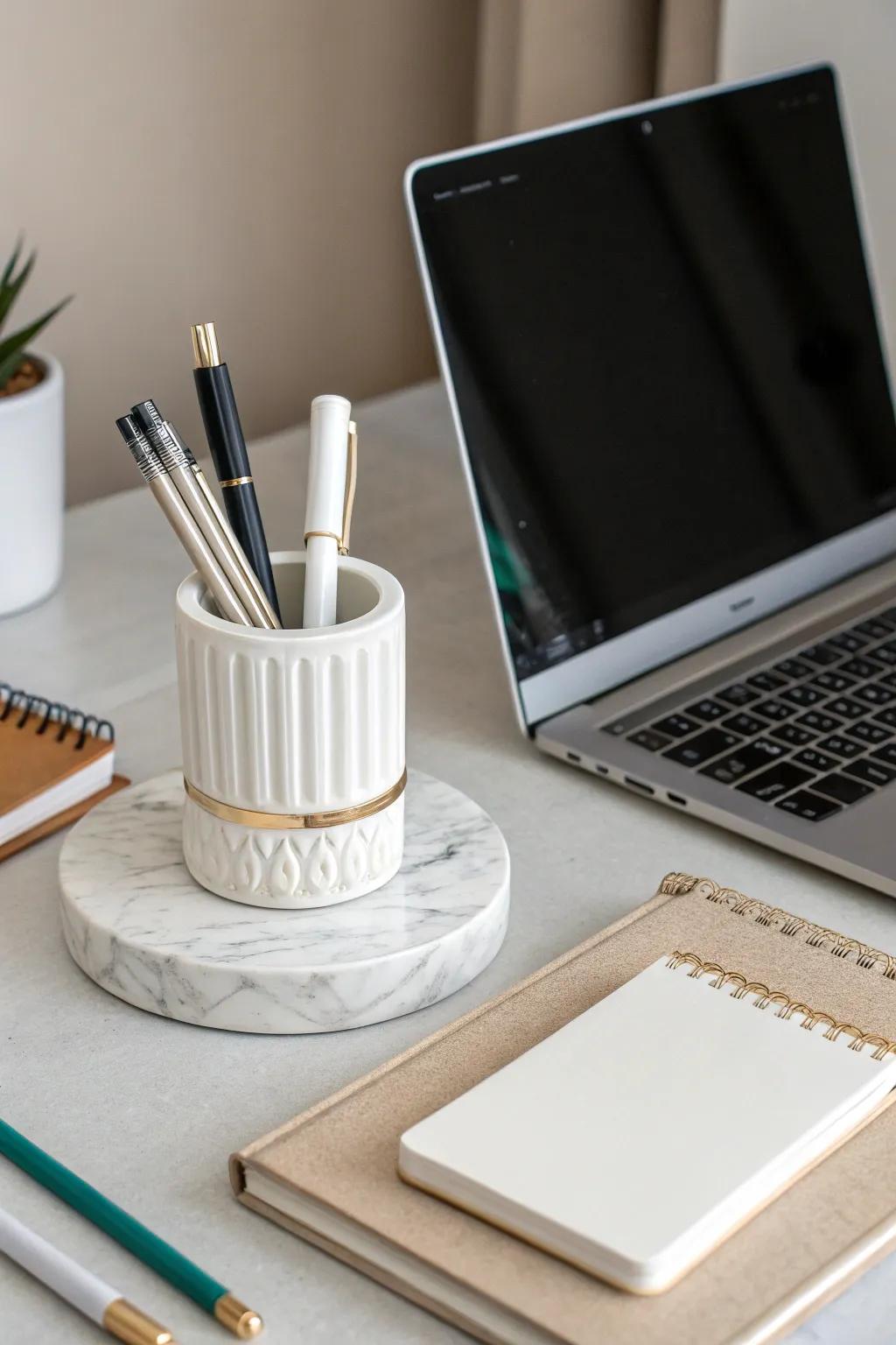Maintain his workspace stylish with a fine china pen stand.