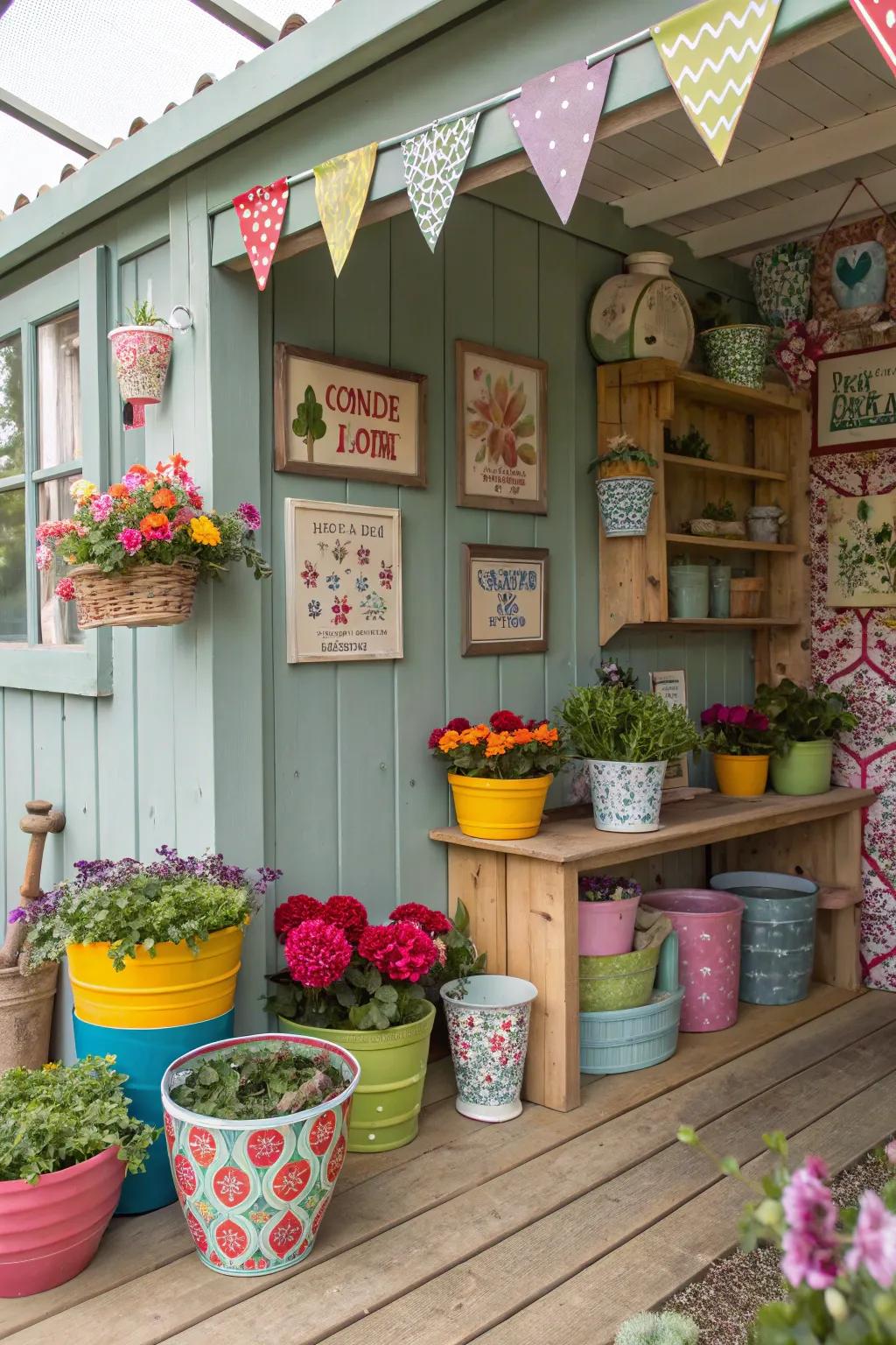 A potting shed imbued with personal touches and charm.