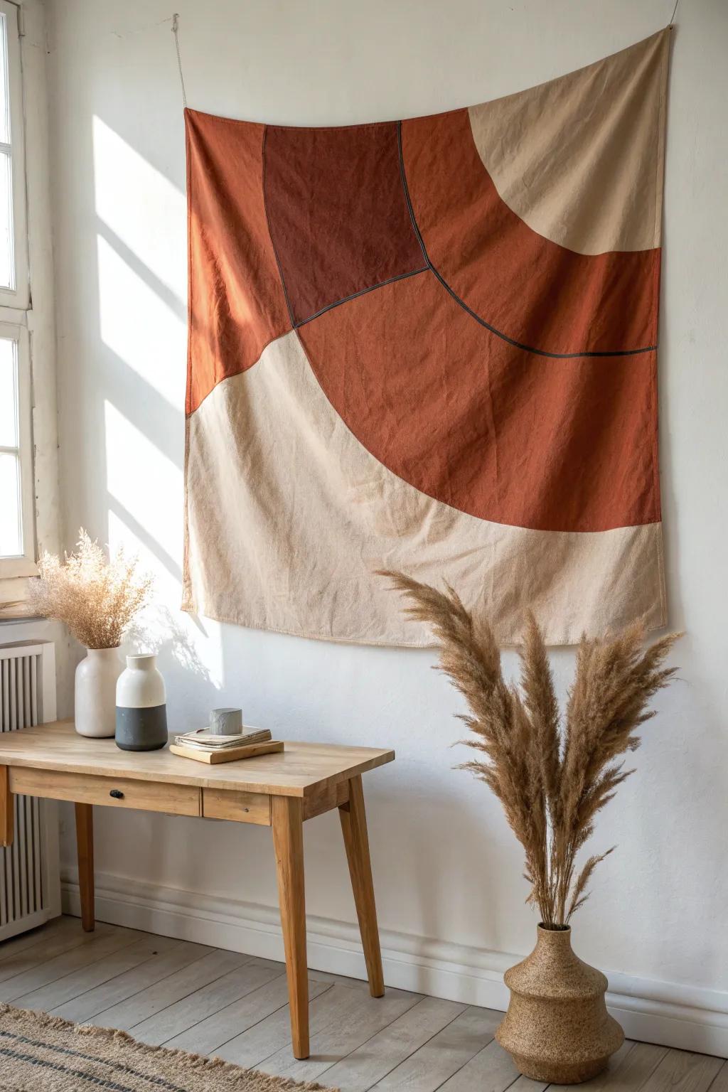 Enhance your area with minimalist material wall creation. A mix of Nordic simplicity and boho appeal.