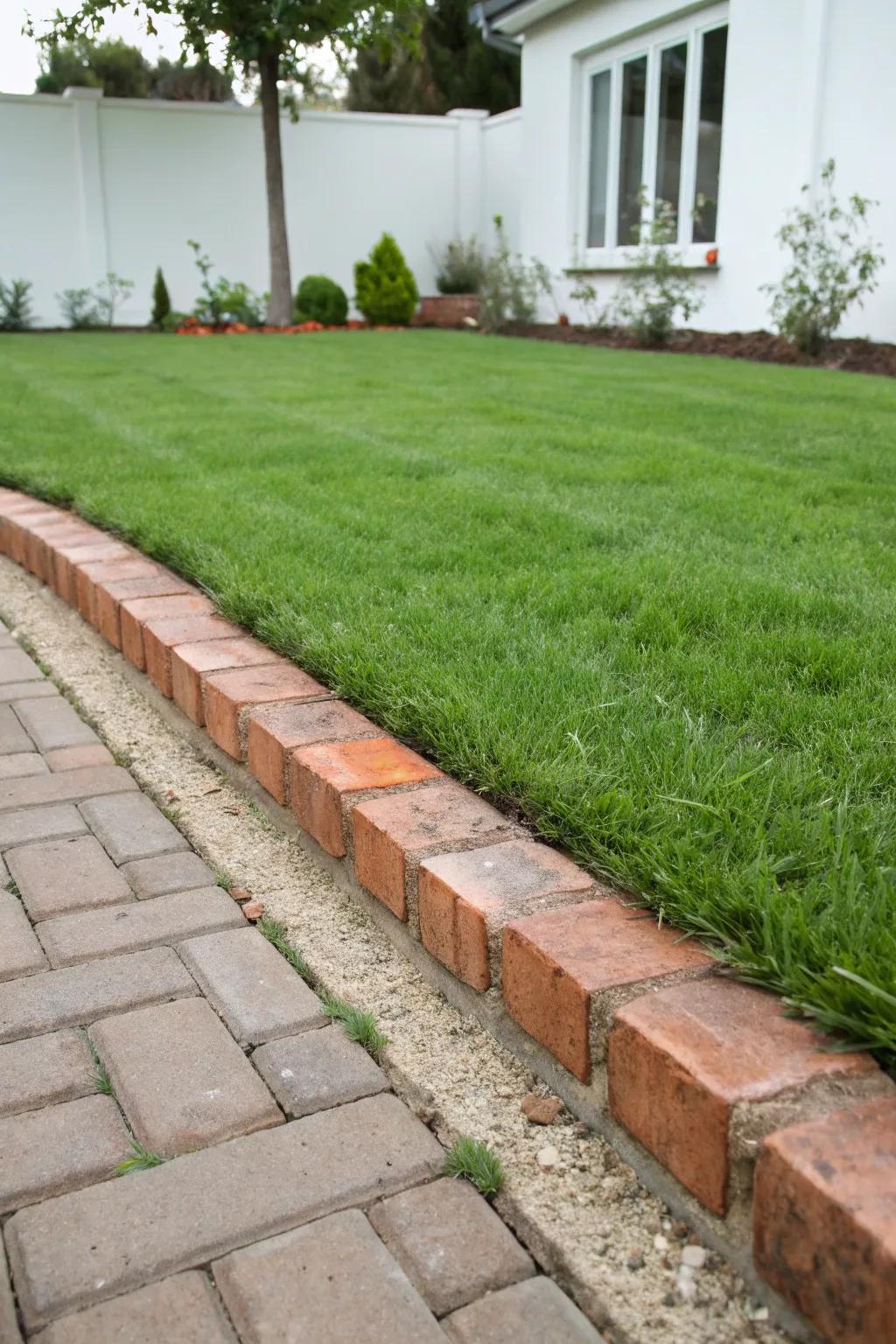 Brick border creating tidy property lines.