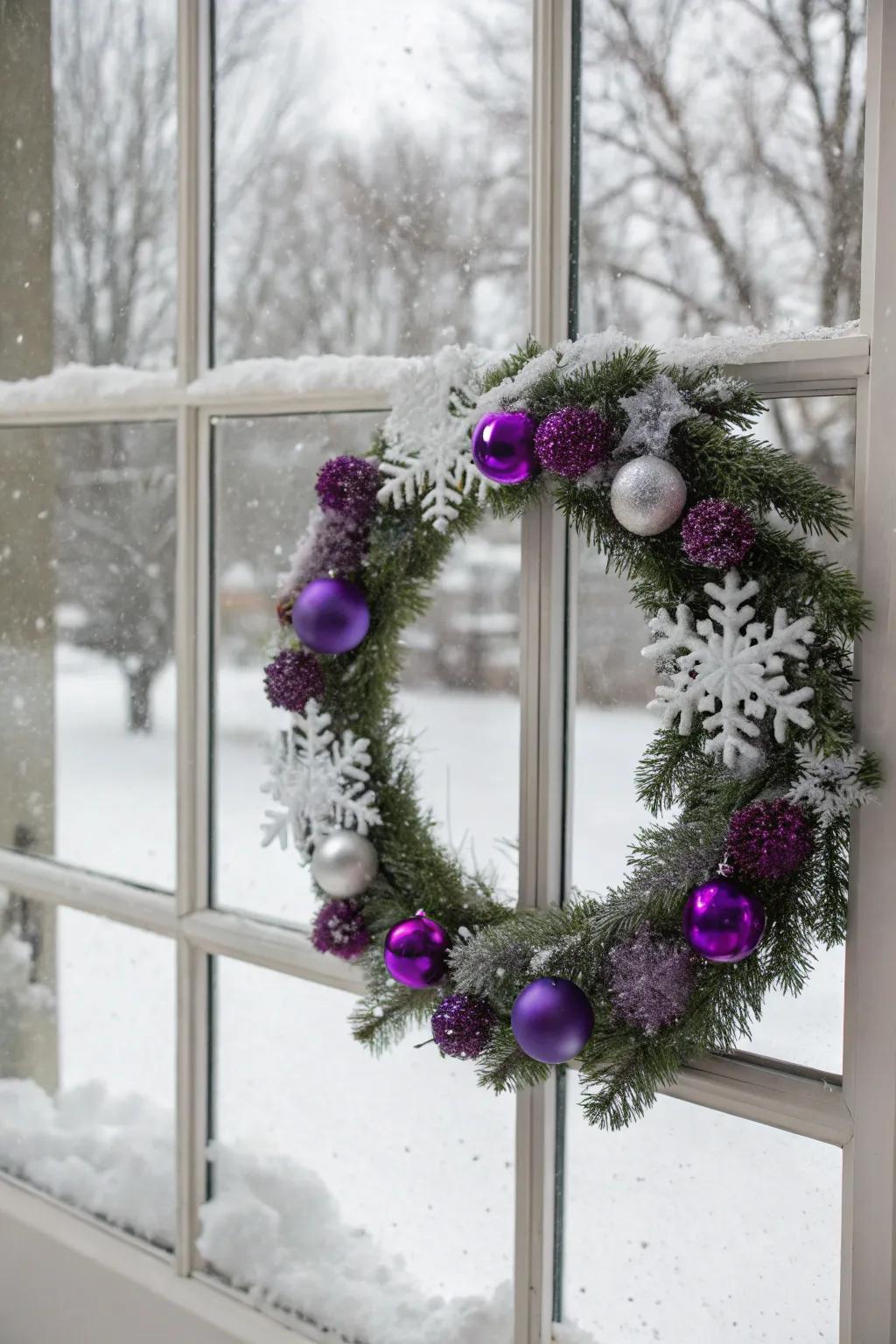 Purple and white create a magical winter wonderland.