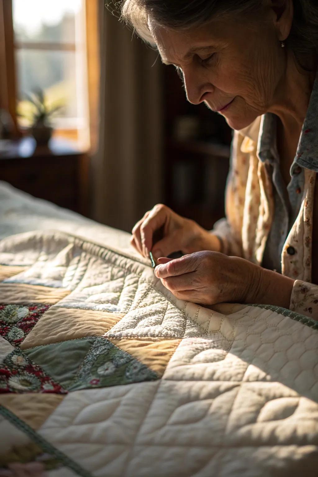 Hand quilting delivers a personal and timeless conclusion to quilts.
