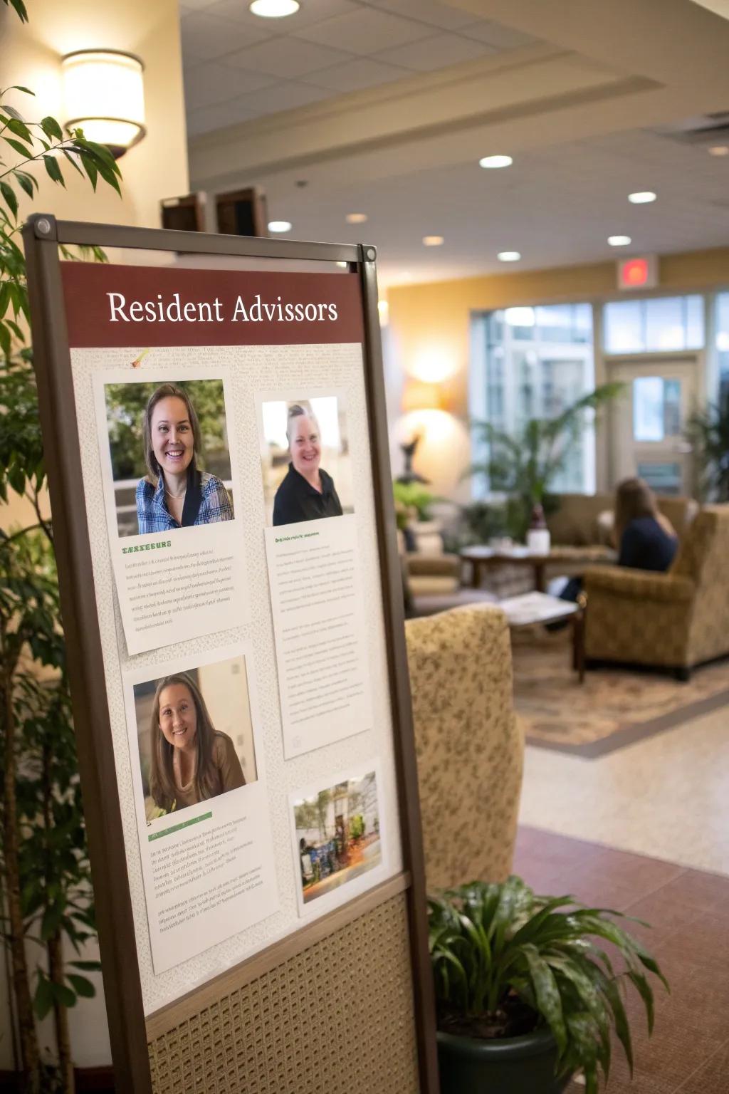Get to Know Your RA pin board that connects residents using personal bios.
